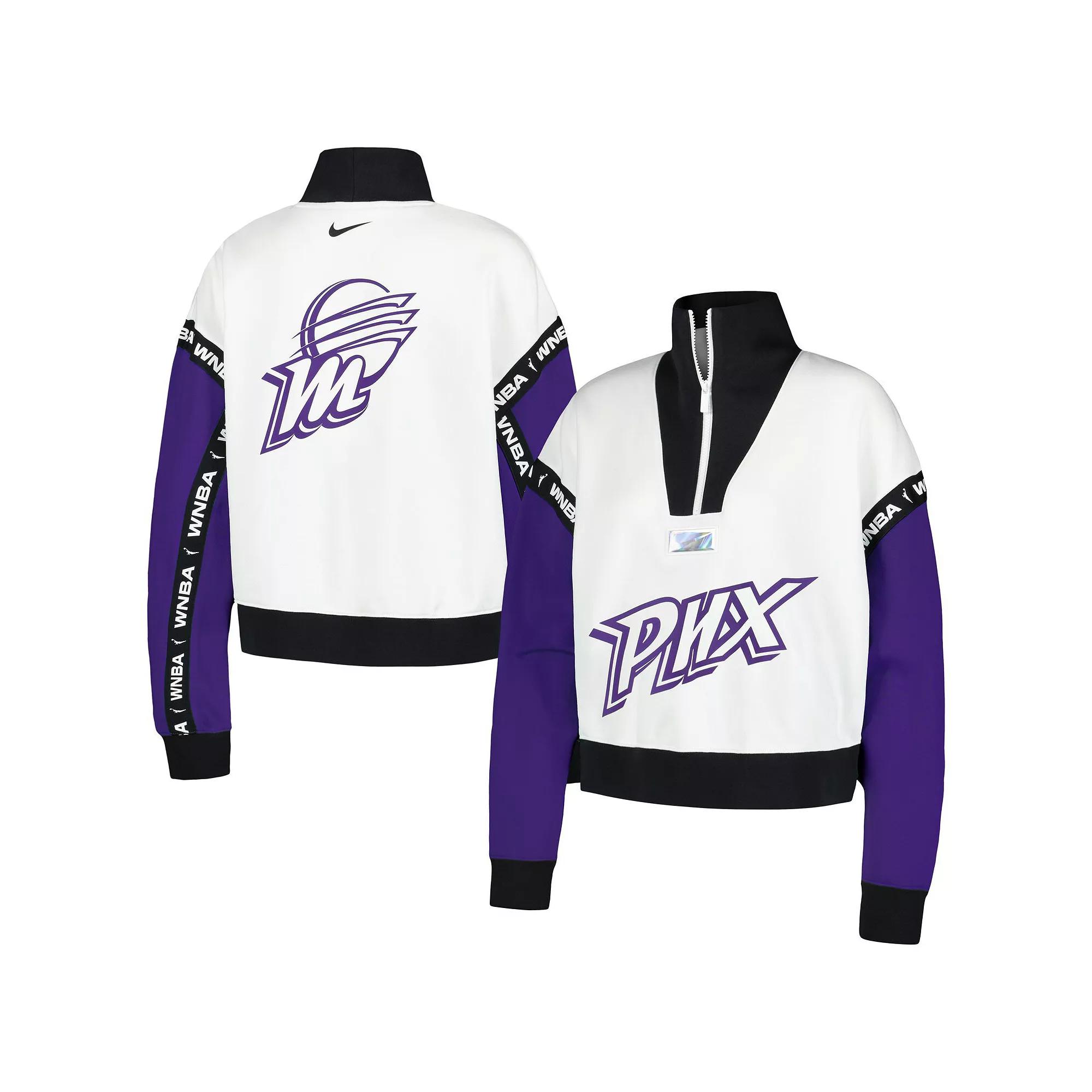 Women's Nike White Phoenix Mercury Buzzer Beaters Satin Stitch Quarter-Zip Pullover Jacket, Size: Small, Wnb White Product Image