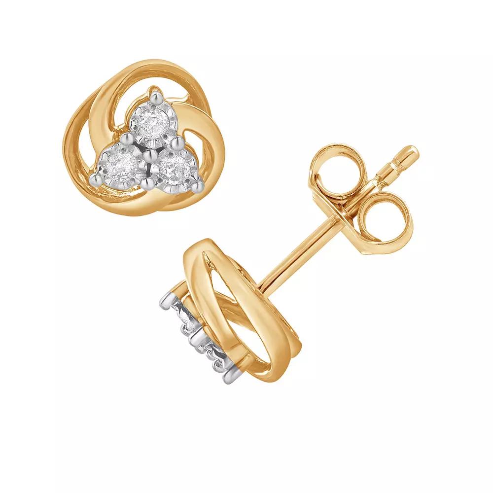 Diamond Brilliance 1/10 Carat T.W. Lab-Grown Diamond Trio Stud Earrings, Women's, Gold Tone Product Image