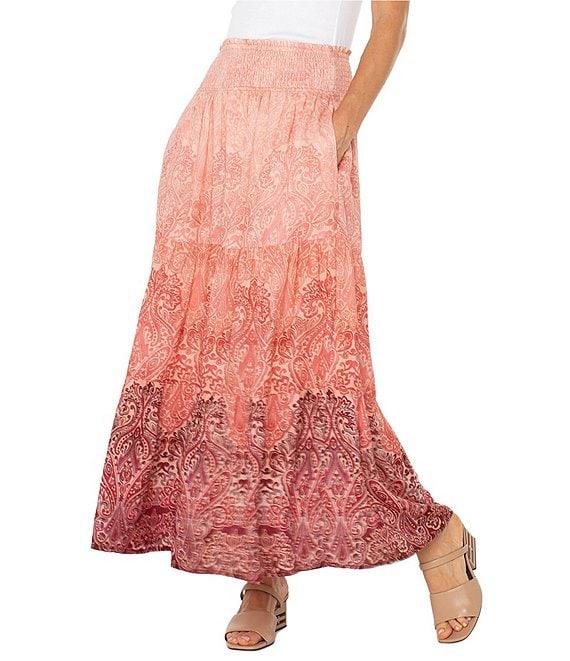 Liverpool Los Angeles Woven Paisley Print Tiered Maxi A-Line Skirt Product Image
