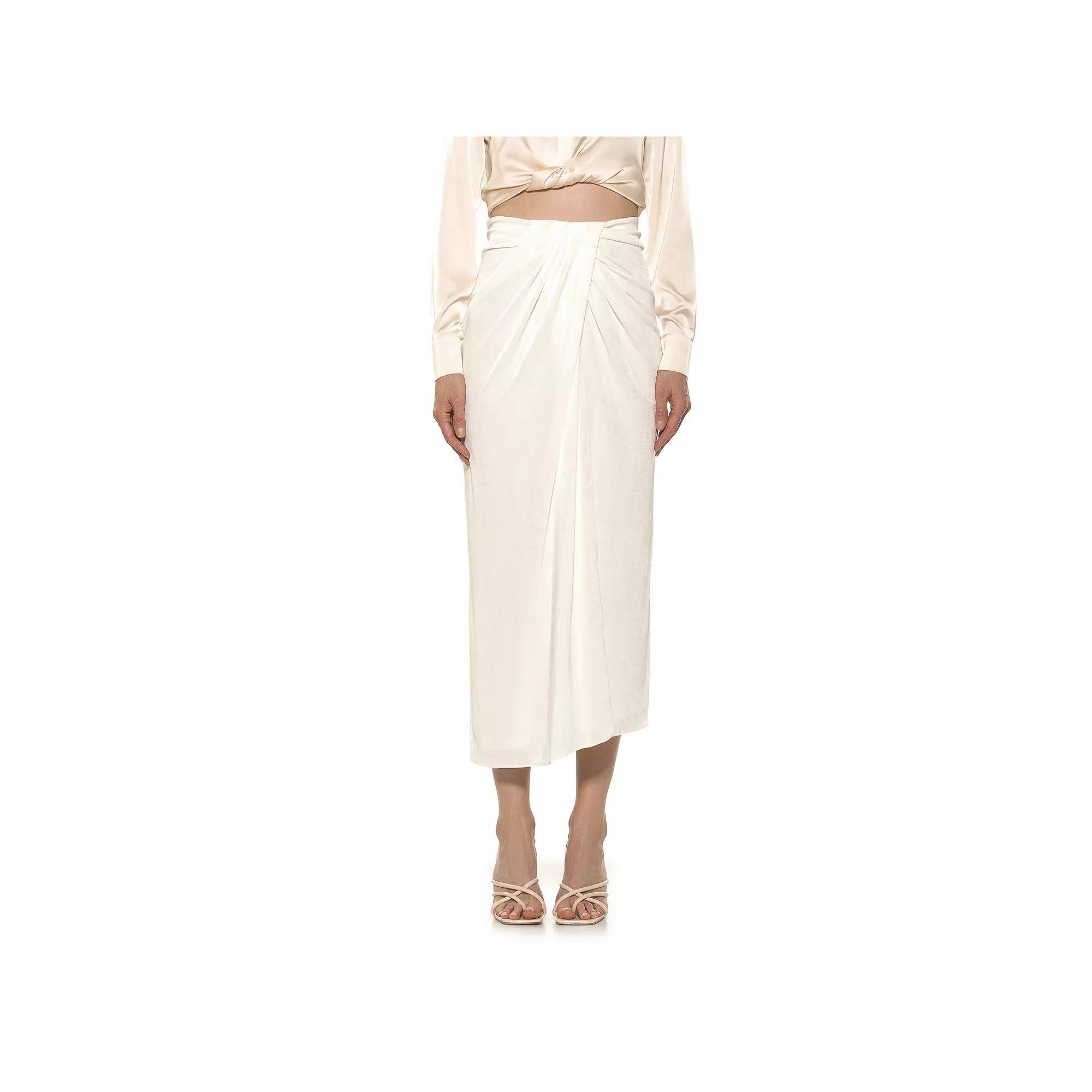 Women's ALEXIA ADMOR Jeanette Front Draped Slinky Midi Skirt, Size: XL, Blush Product Image