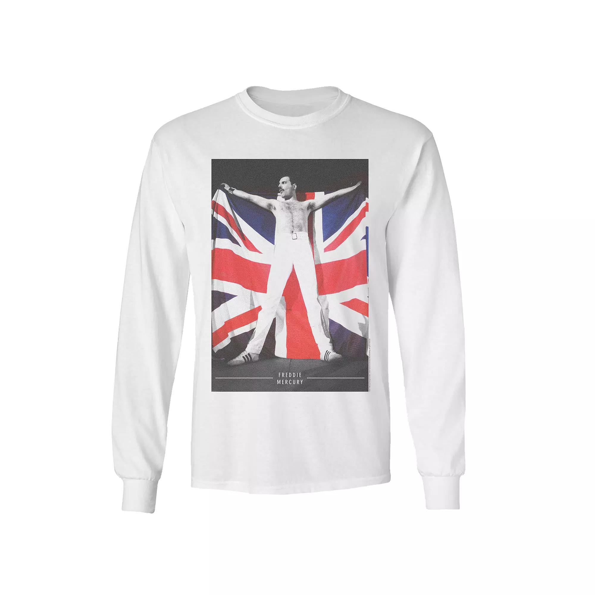 Men's Freddie Mercury Flag Long Sleeve, Size: Medium, White Product Image