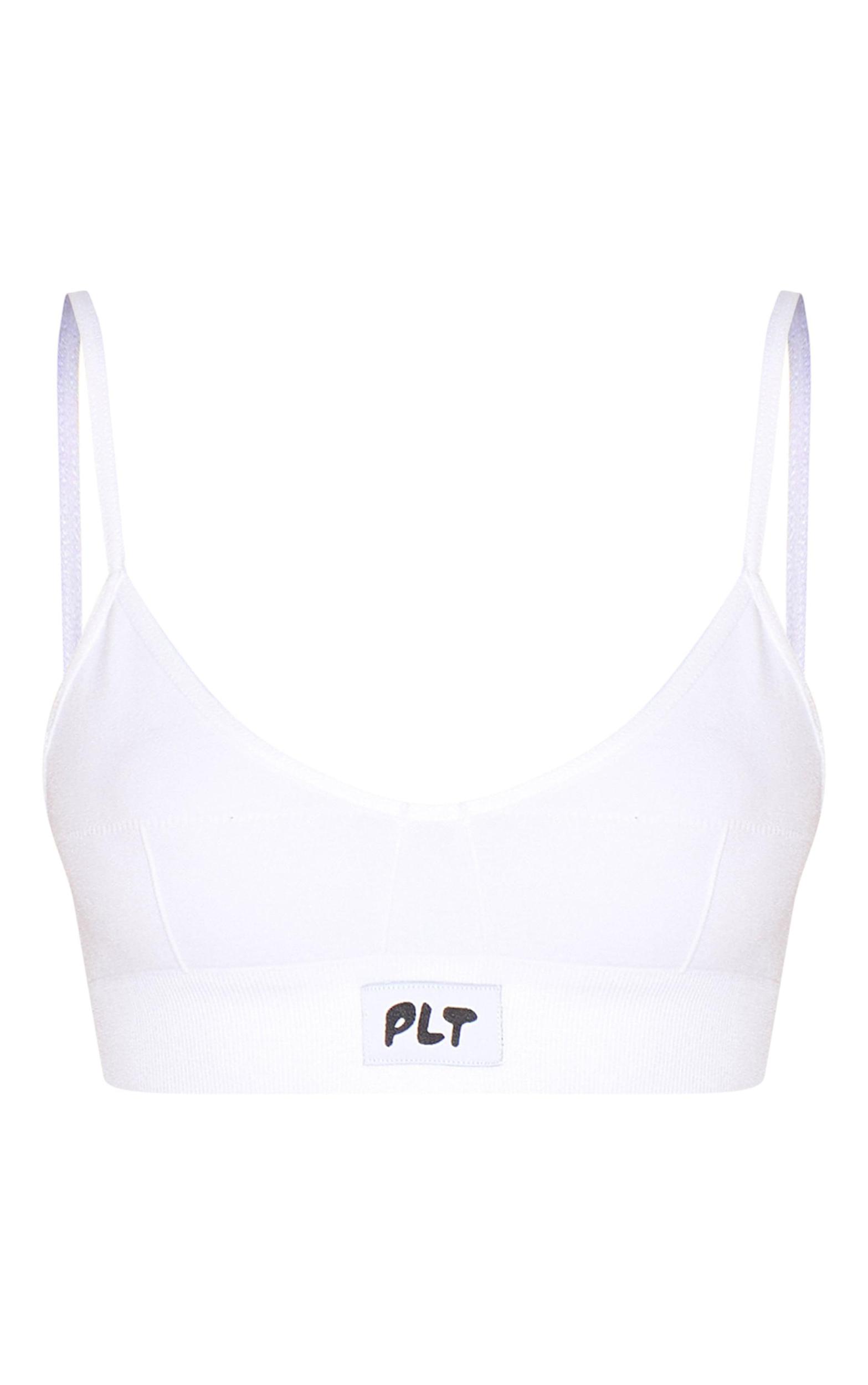 PRETTYLITTLETHING White Woven Badge Seamless Bralette Product Image