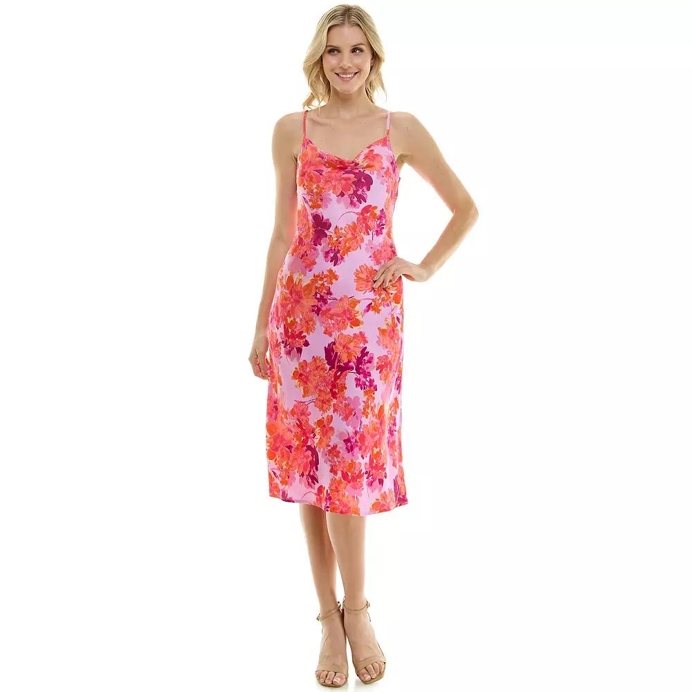 Women's Luxology Scoop Neck Satin Slip Dress, Size: XL, Lilac Pink Fuschia Product Image