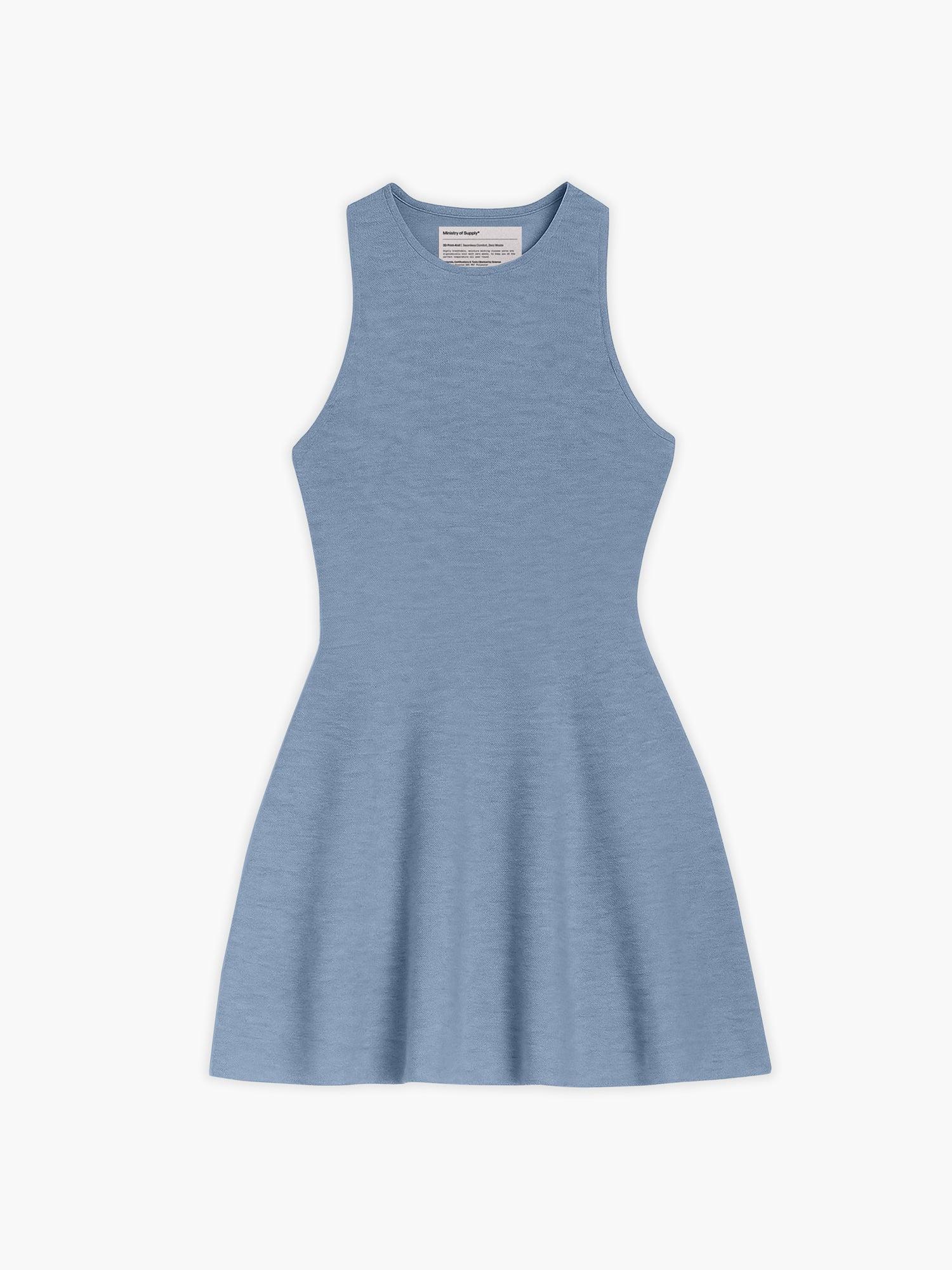 Women's Labs 3D Print-Knit Sleeveless Flare Dress - Light Blue Product Image