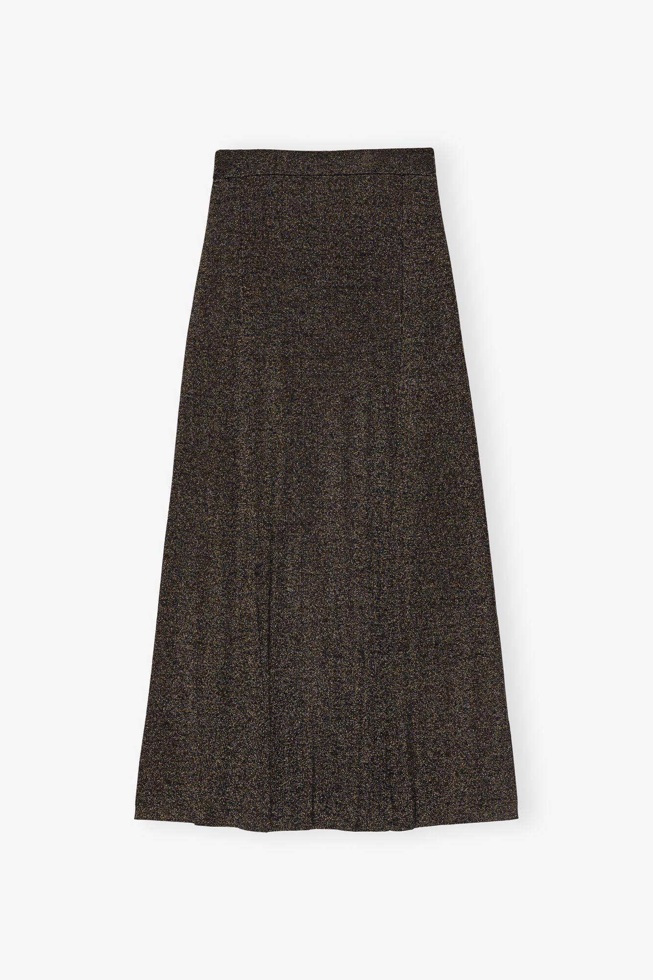 Black and Gold Sparkle Rib Maxi Skirt Product Image