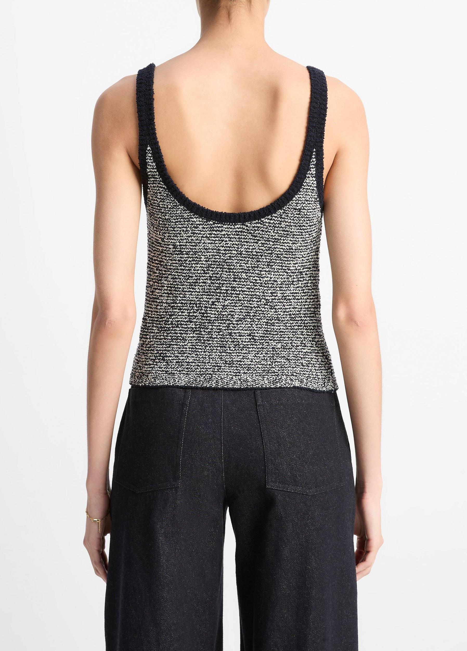 Textured Micro-Stripe Italian Cotton-Blend Sweater Tank Product Image