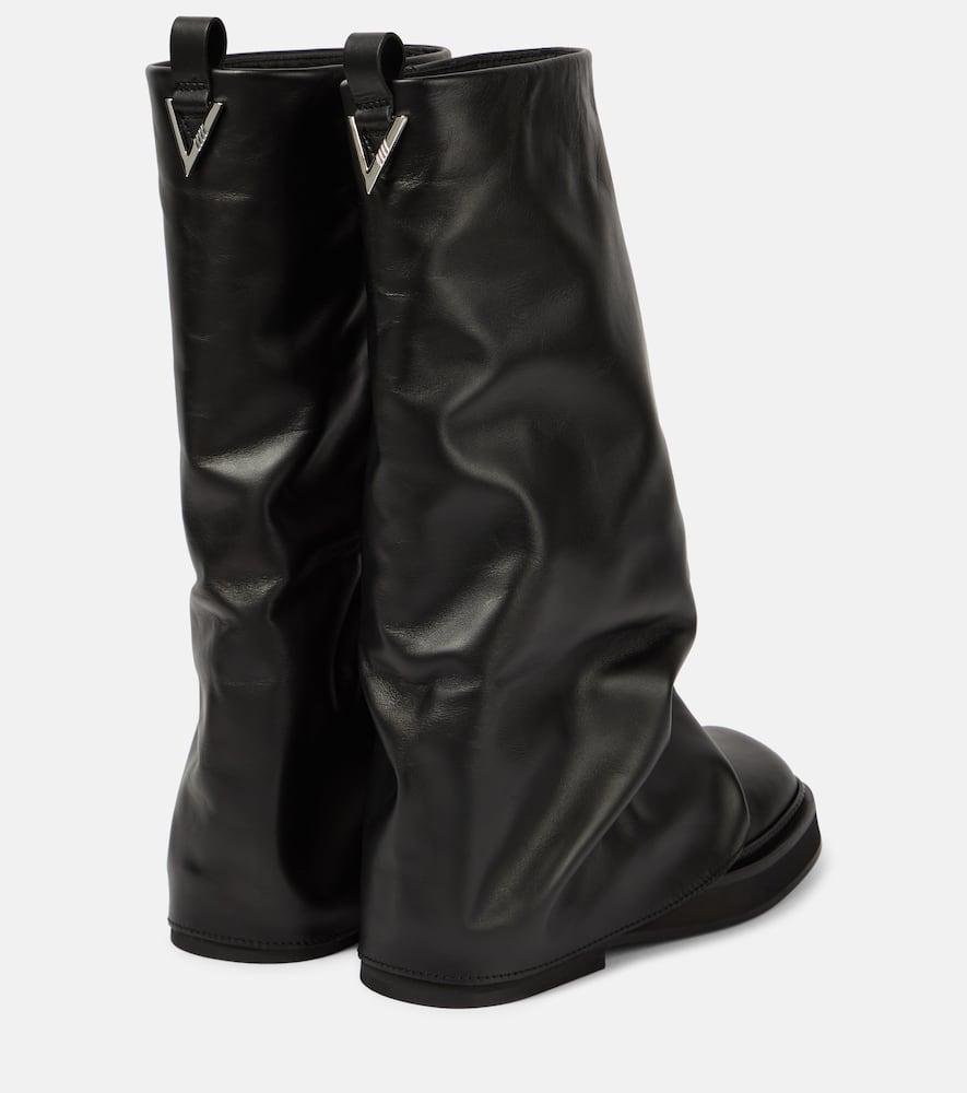 ATTICO Robin Black Boots With Square Toe And Logo Plaque On The Rear In Leather Woman Product Image