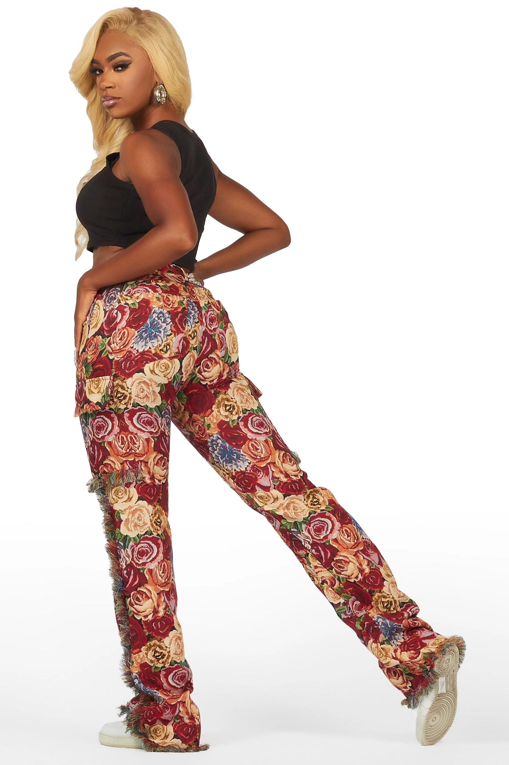 Darresha Red Floral Tapestry Stacked Pant Female Product Image