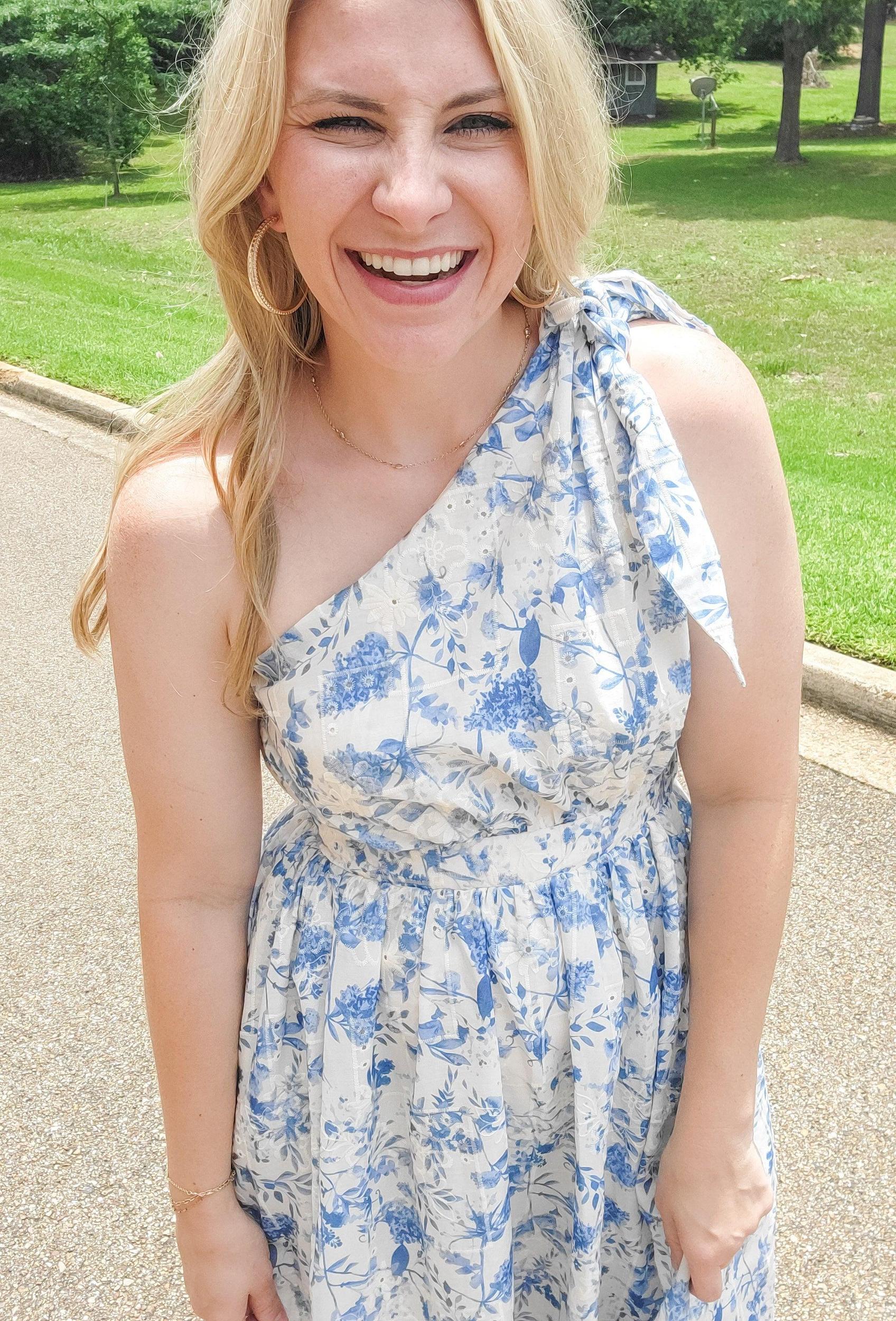 Seaside Floral Print Midi Dress (Small to Large) Product Image