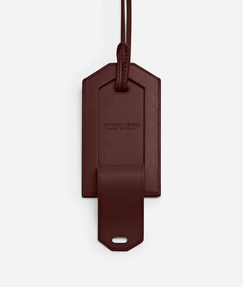 Men's Intrecciato Tag Holder On Strap in Madder brown Product Image