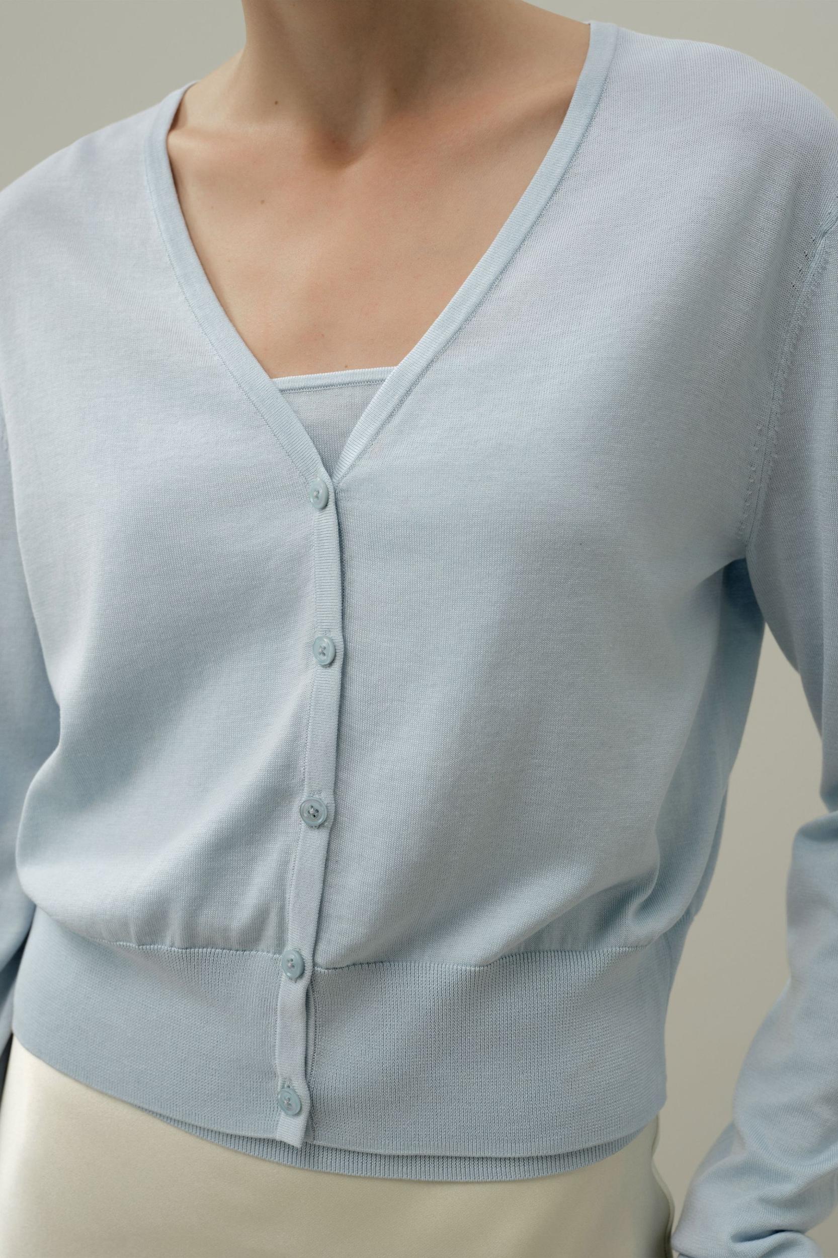 Silk Cotton Blend Cardigan Set Product Image