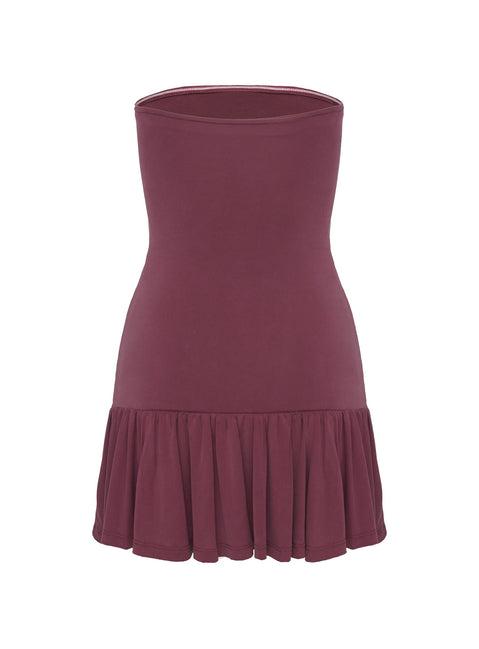 Love Lingers Strapless Mini Dress Burgundy Product Image
