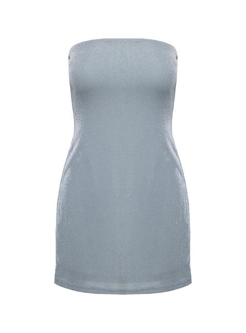 Chromatica Strapless Mini Dress Silver Product Image