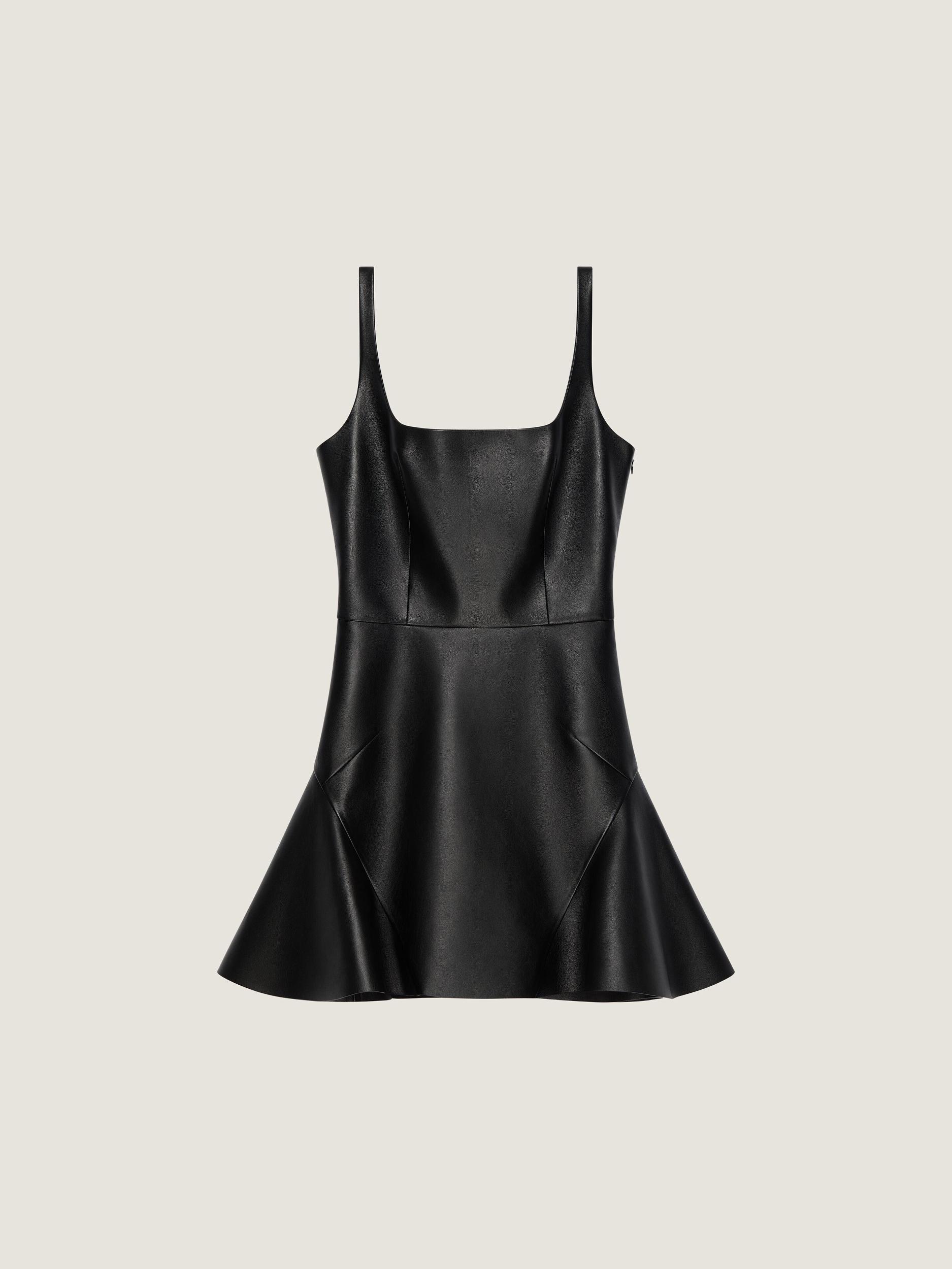 Fluted mini dress in leather Product Image
