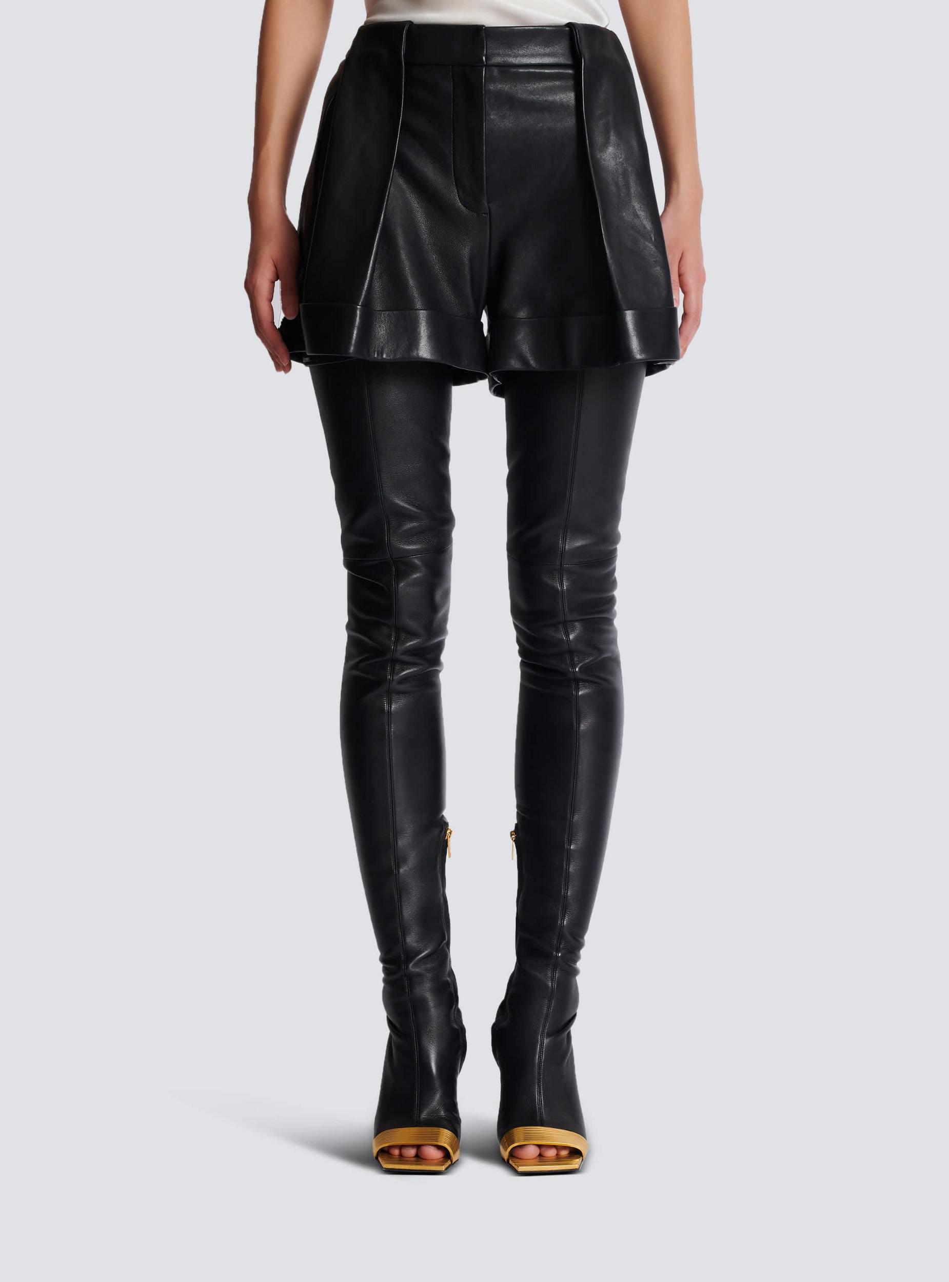 Pleated lambskin shorts Product Image