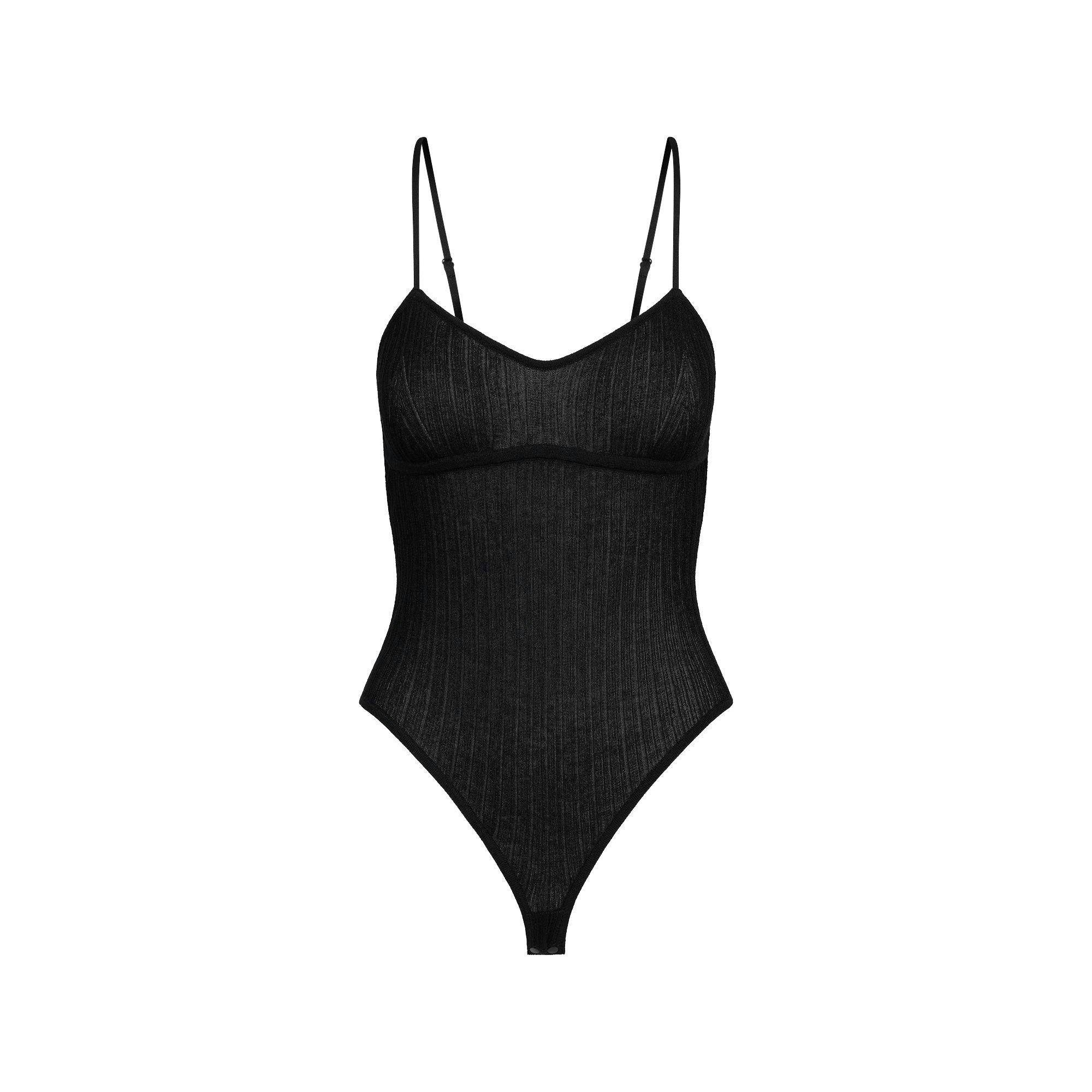 SHEER KNIT CAMI BODYSUIT | ONYX Product Image