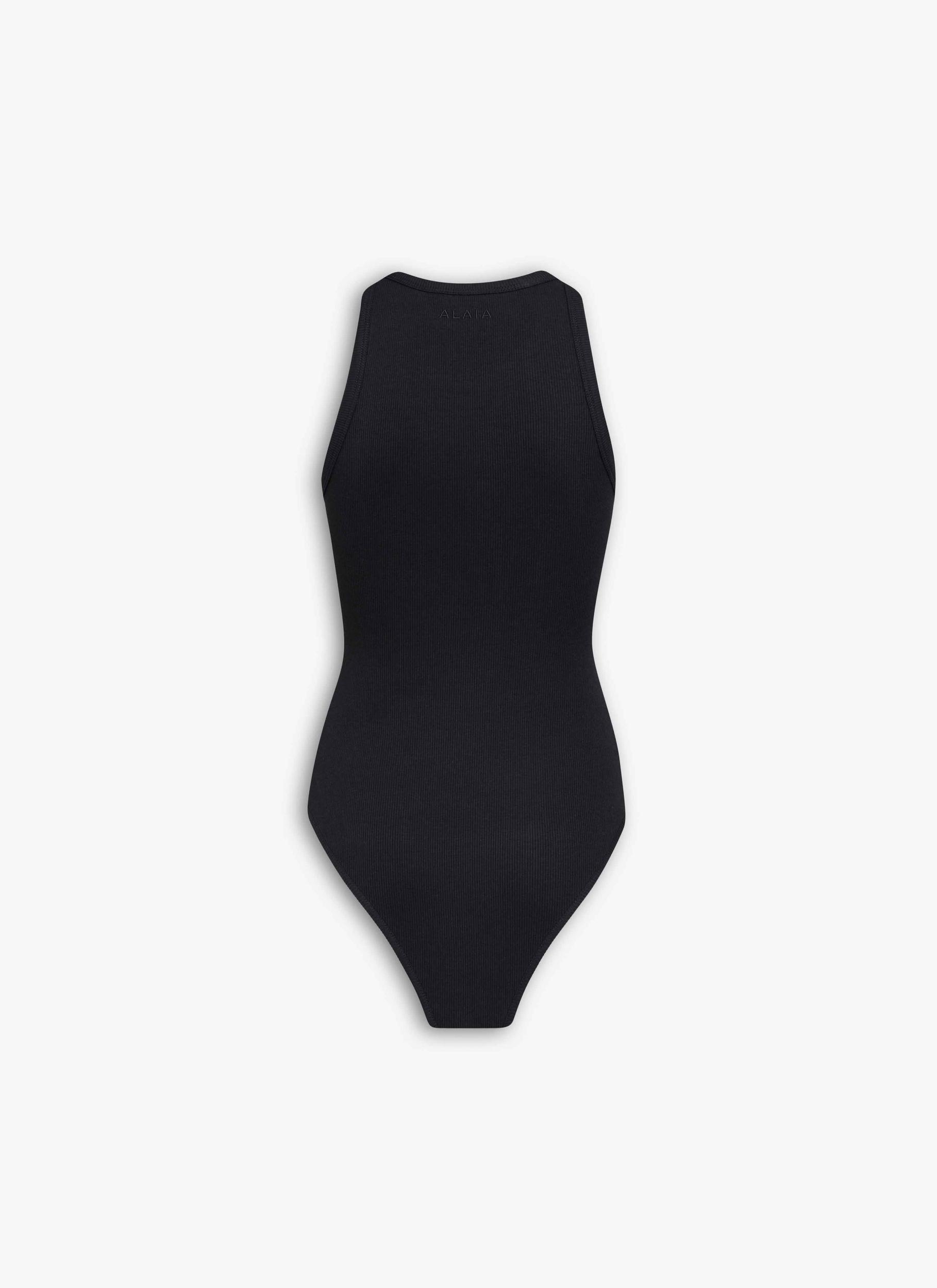 BLACK SCULPTING RIB JERSEY BODYSUIT Product Image