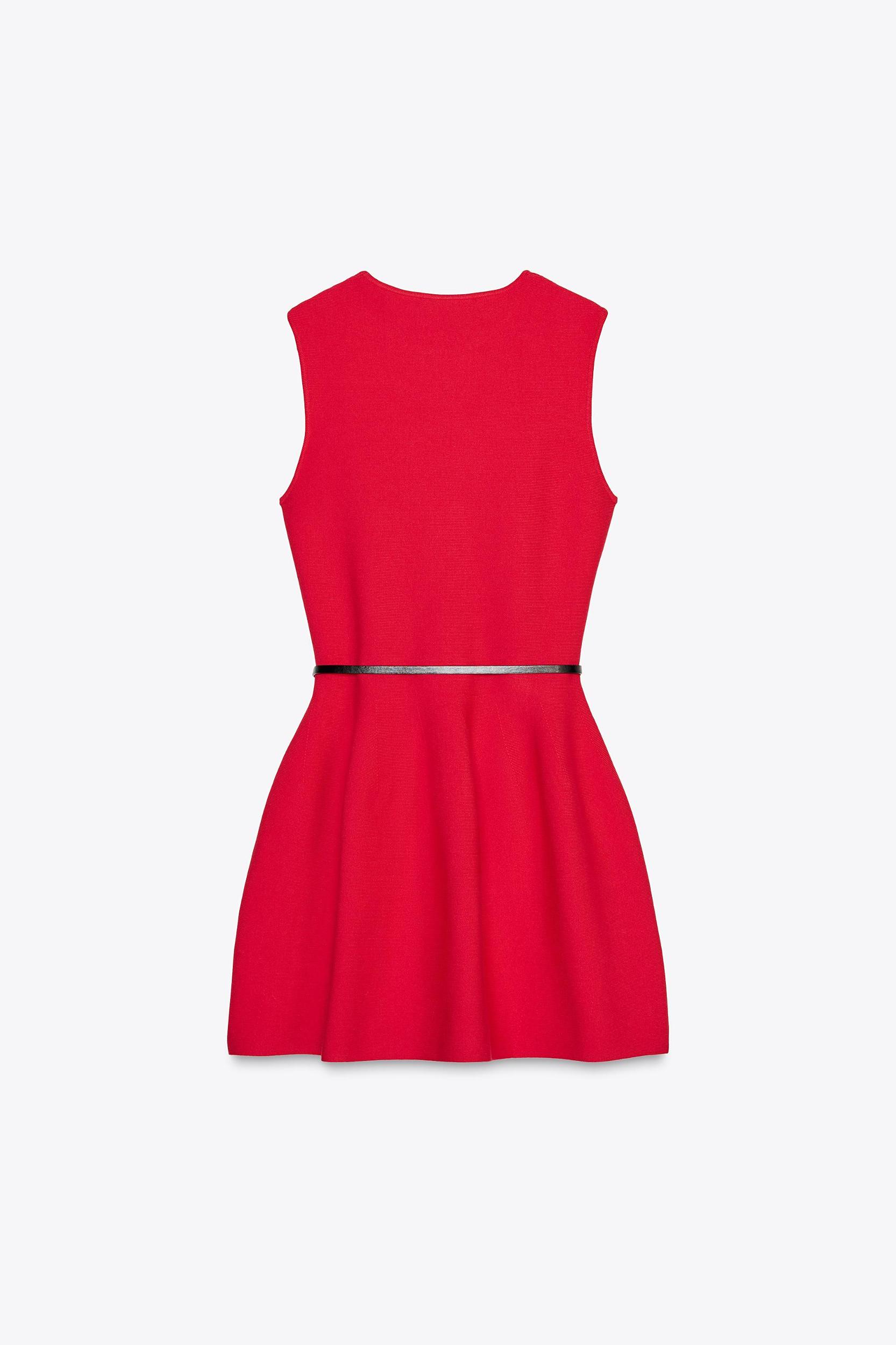 BELTED KNIT MINI DRESS Product Image