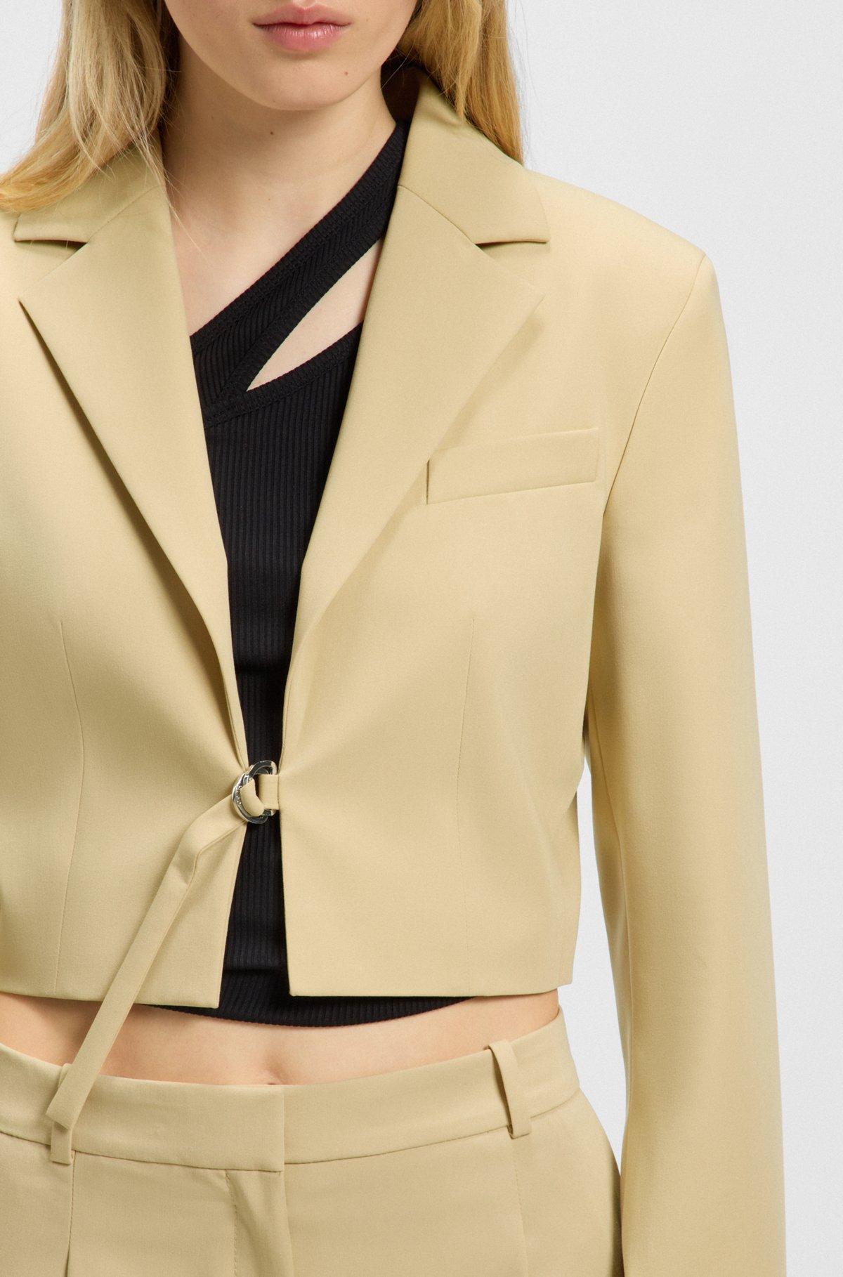 Cropped regular-fit blazer with belt closure Product Image
