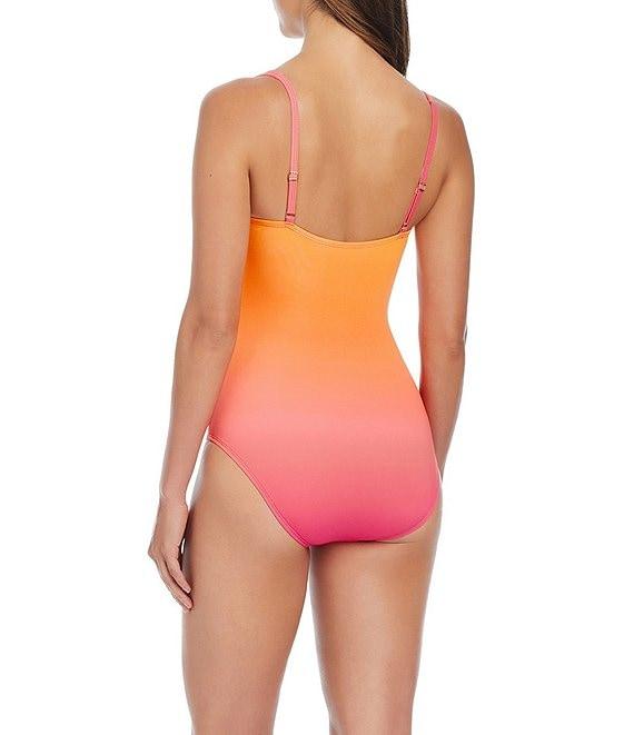 Bleu Rod Beattie Ombre Shirred Bandeau One Piece Swimsuit Product Image