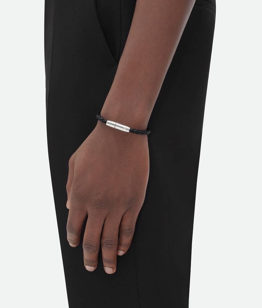 Men's Braid Leather Bracelet in Black Product Image