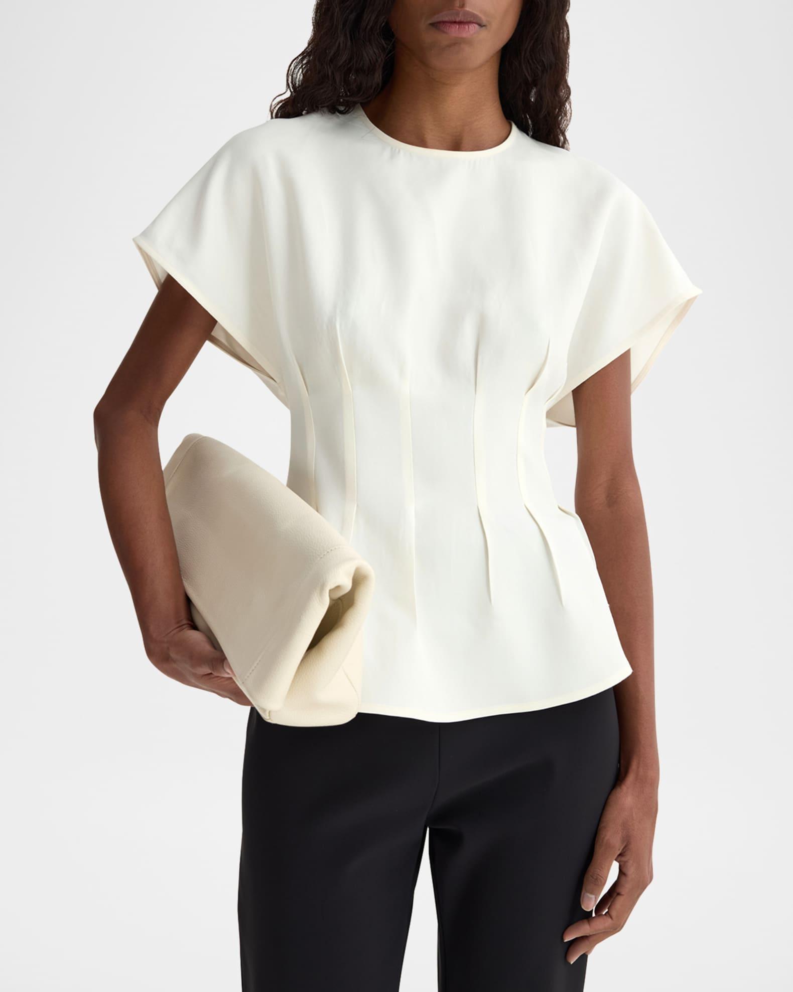 Short-Sleeve Sculptural Waisted Top Product Image