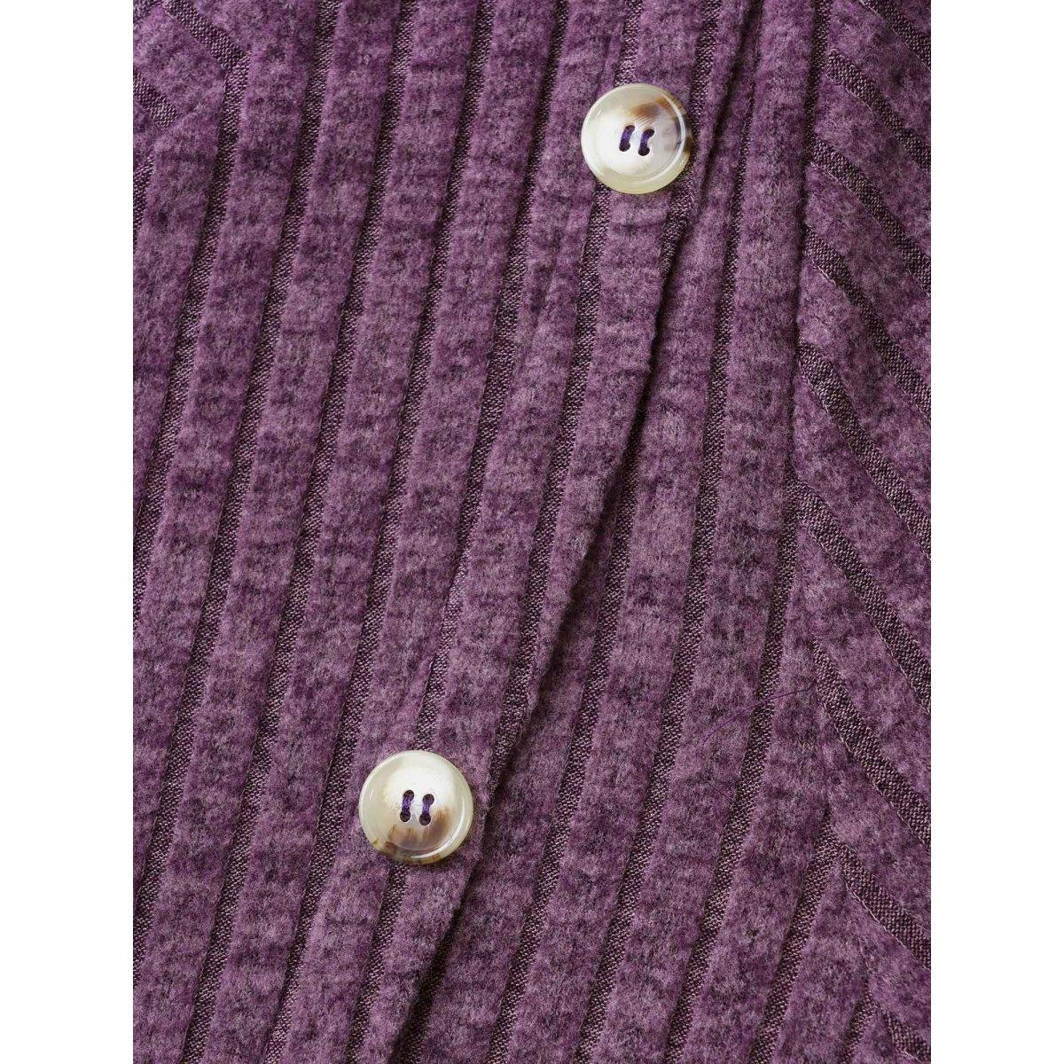 Plus Size V Neck Button Detail Rib Knit T-shirt Mauve Women Elegant Texture V-neck Everyday T-shirts BloomChic 22-24/3X Product Image