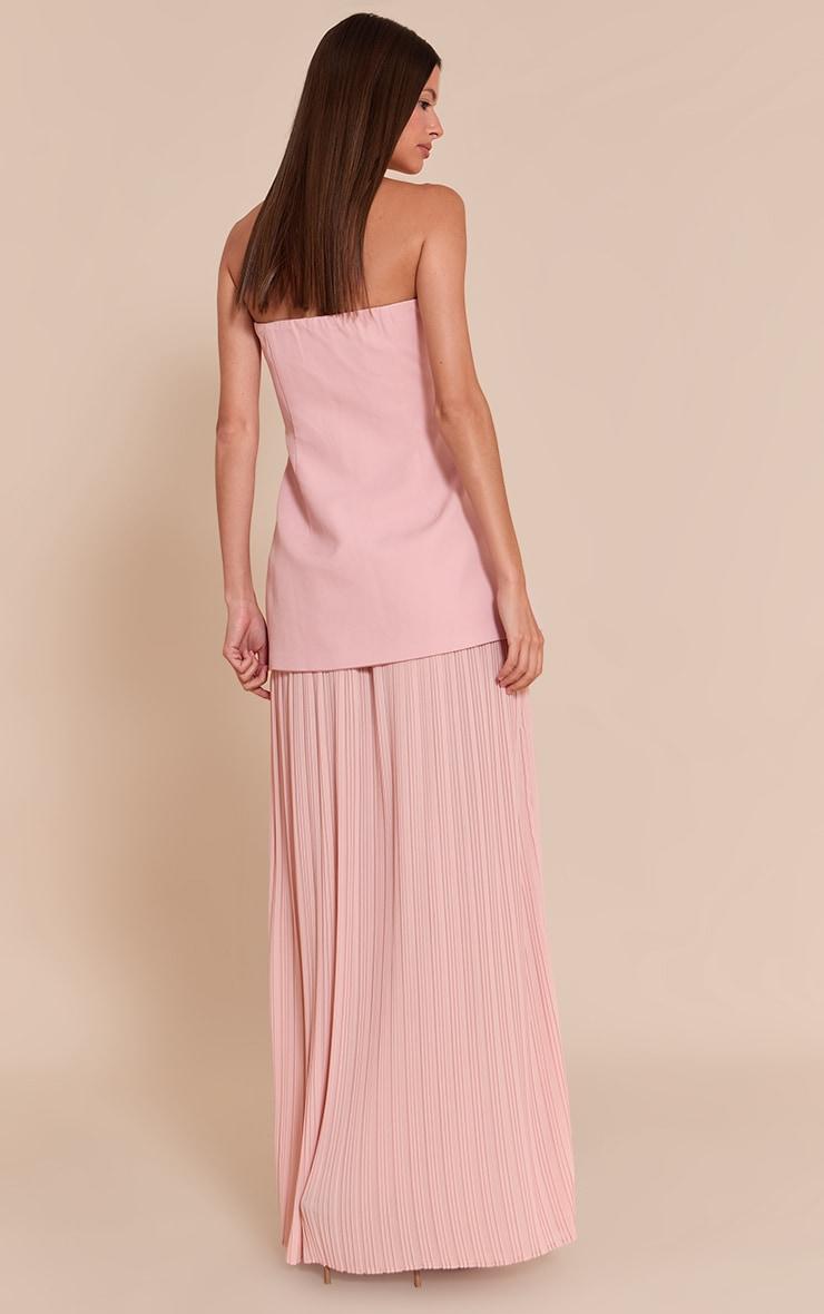 Blush Chiffon Pleated Skirt Panel Bandeau Maxi Dress Product Image