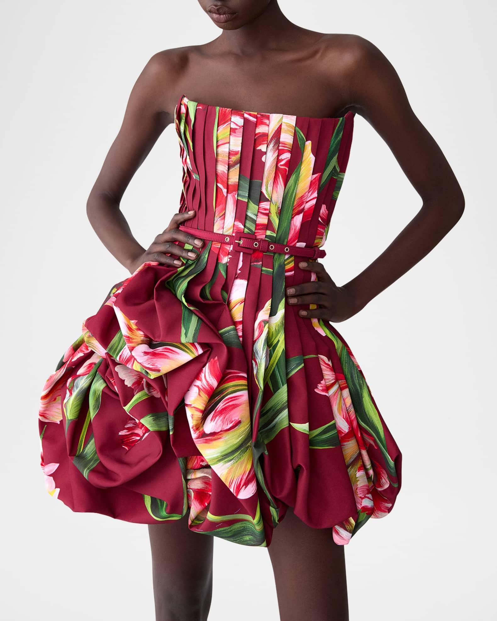 Floral Pleated Draped Mini Dress Product Image
