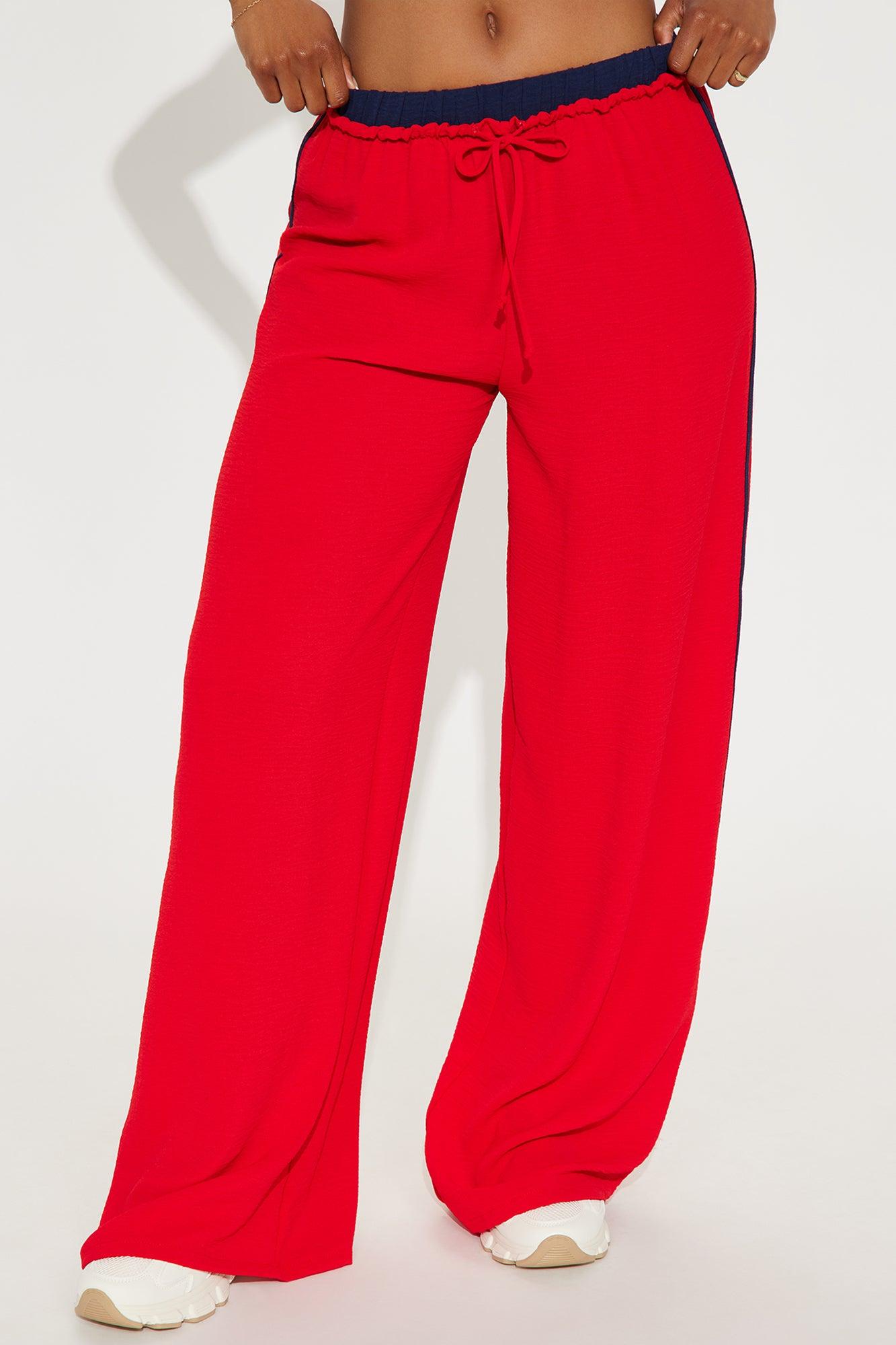Dana Double Waistband Track Pant - Red Product Image