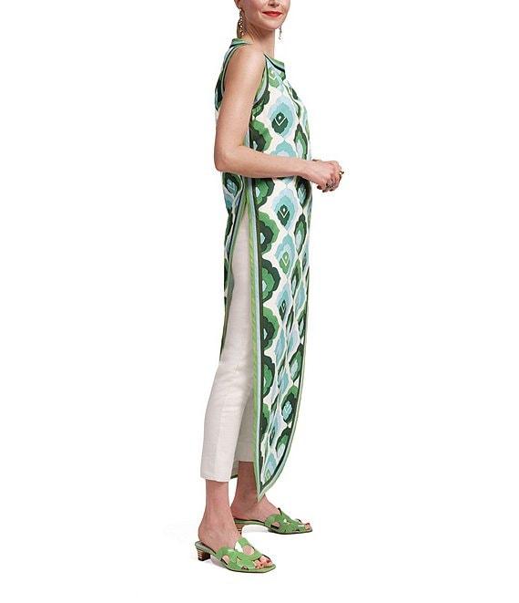 FRANCES VALENTINE Sabrina Poplin Graphic Leaf Print Round Neck Sleeveless Maxi Top Product Image