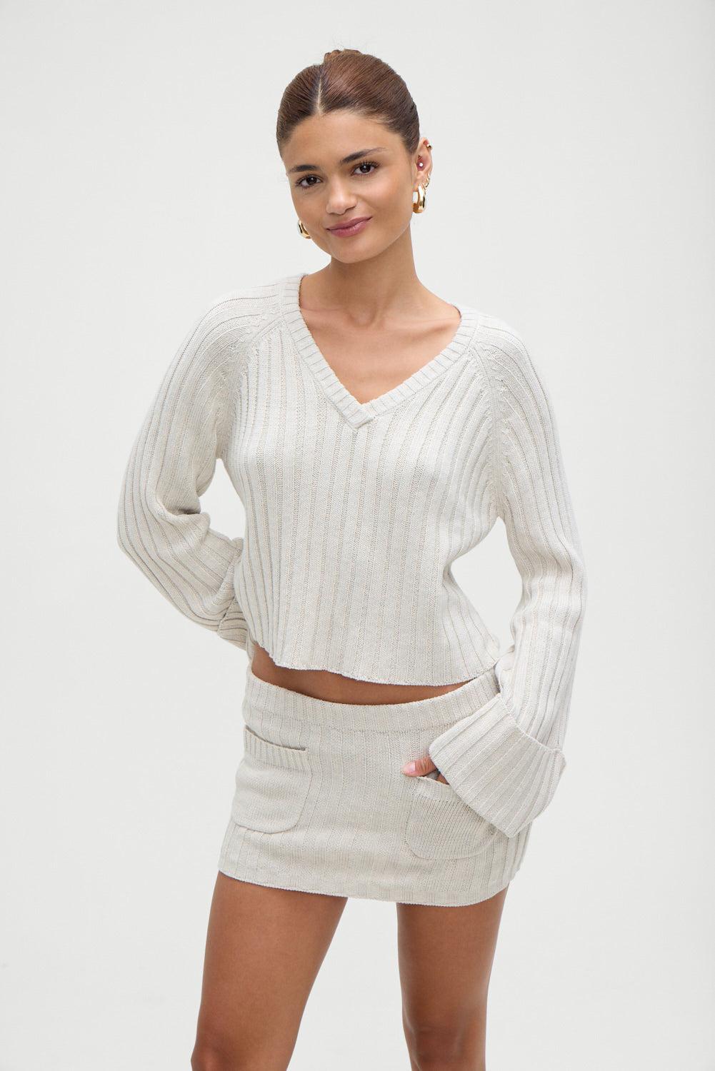 Ashton Knit Mini Skort - Cream Product Image