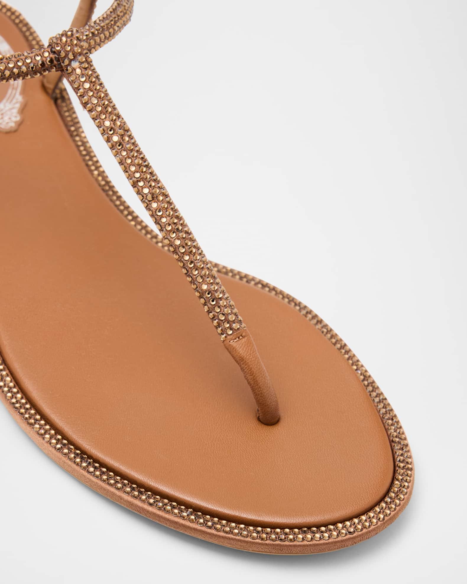 Strass Satin T-Strap Thong Sandals Product Image