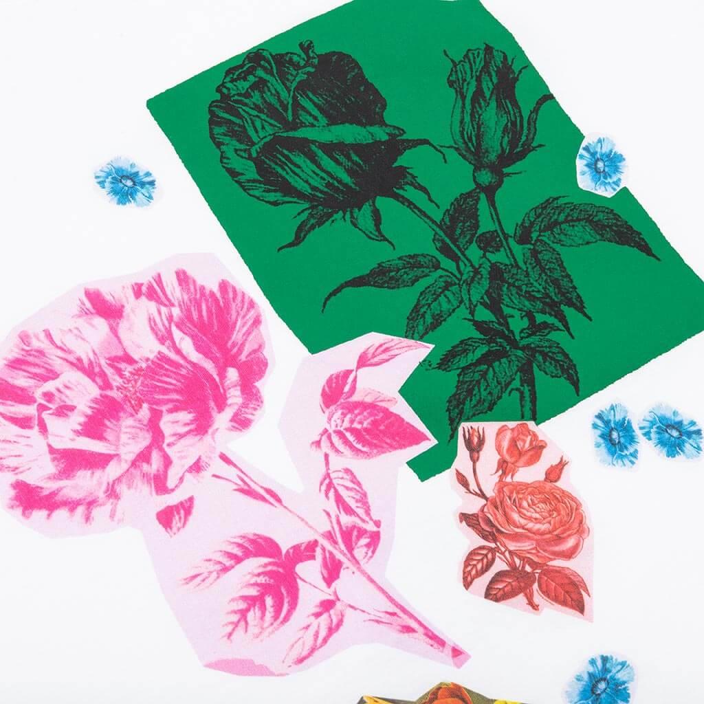 White Cotton T-Shirt With Flower Prints - Lily White Male Product Image