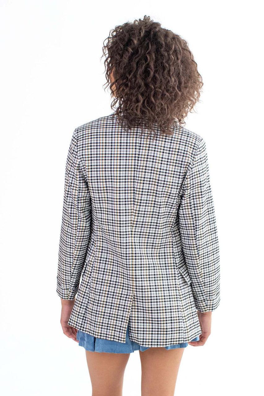 Black Mini Plaid Blazer Product Image