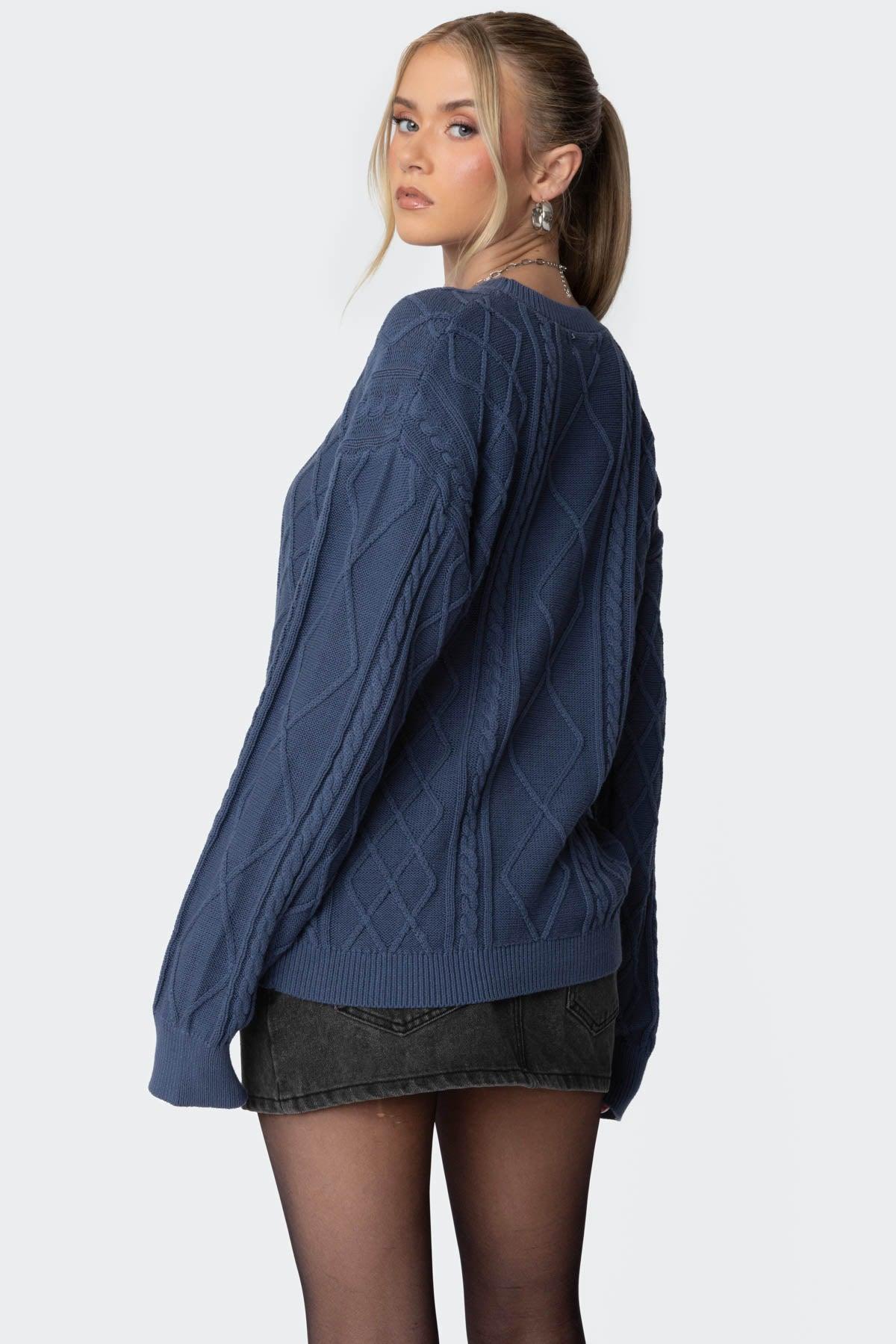 Jessy Cable Knit Oversized Sweater Product Image