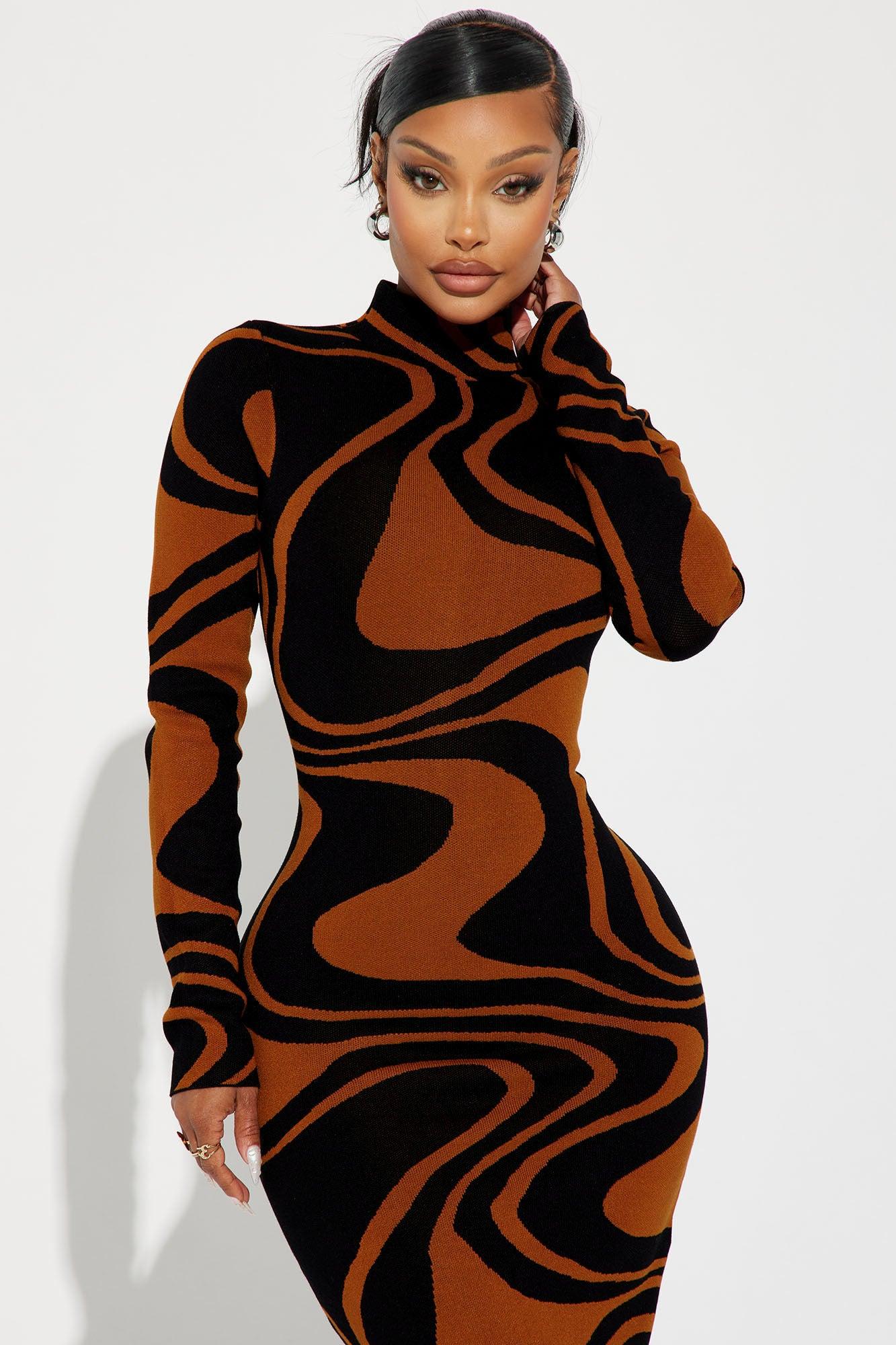 Azaria Sweater Midi Dress - Black/combo Female Product Image