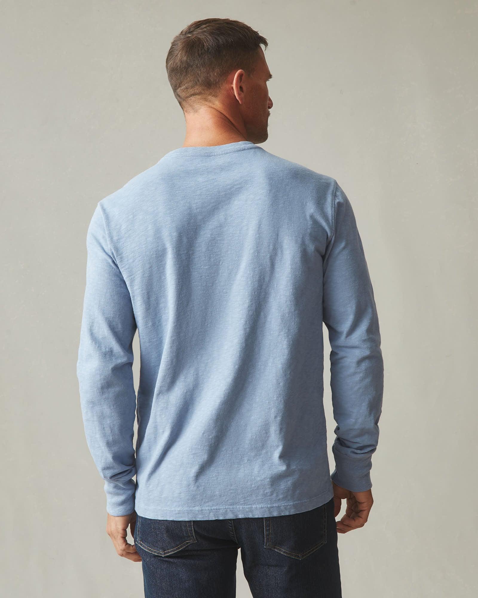 Men's Premium Slub Crew Long Sleeve Tee - Beach Horizon Male Product Image