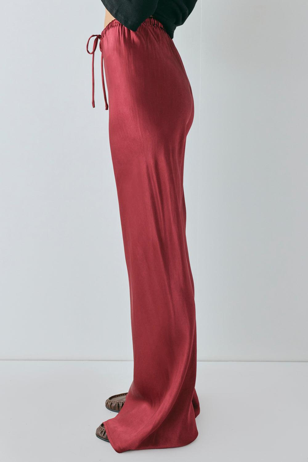 Rae Satin Pants Wine Product Image