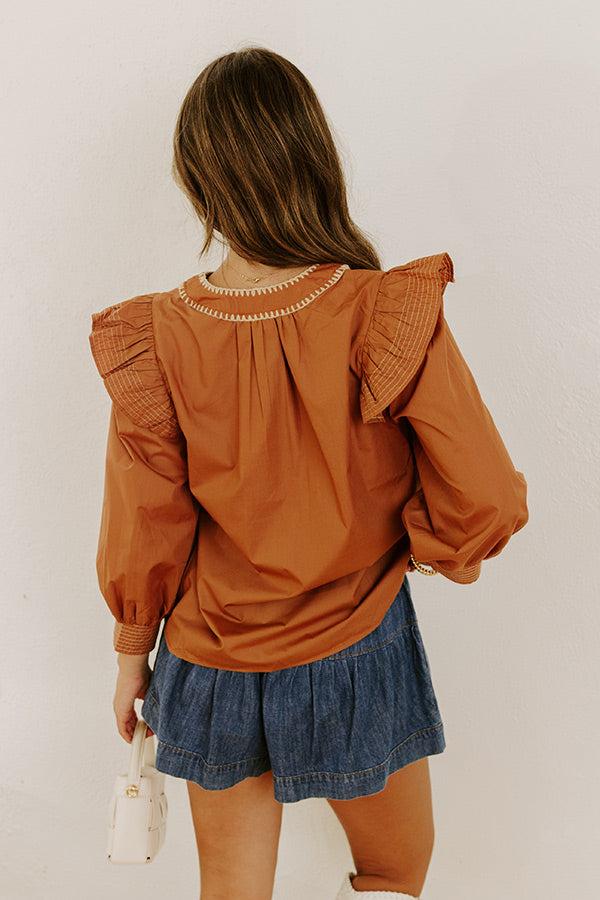 Chic Moment Ruffle Top in Camel Product Image