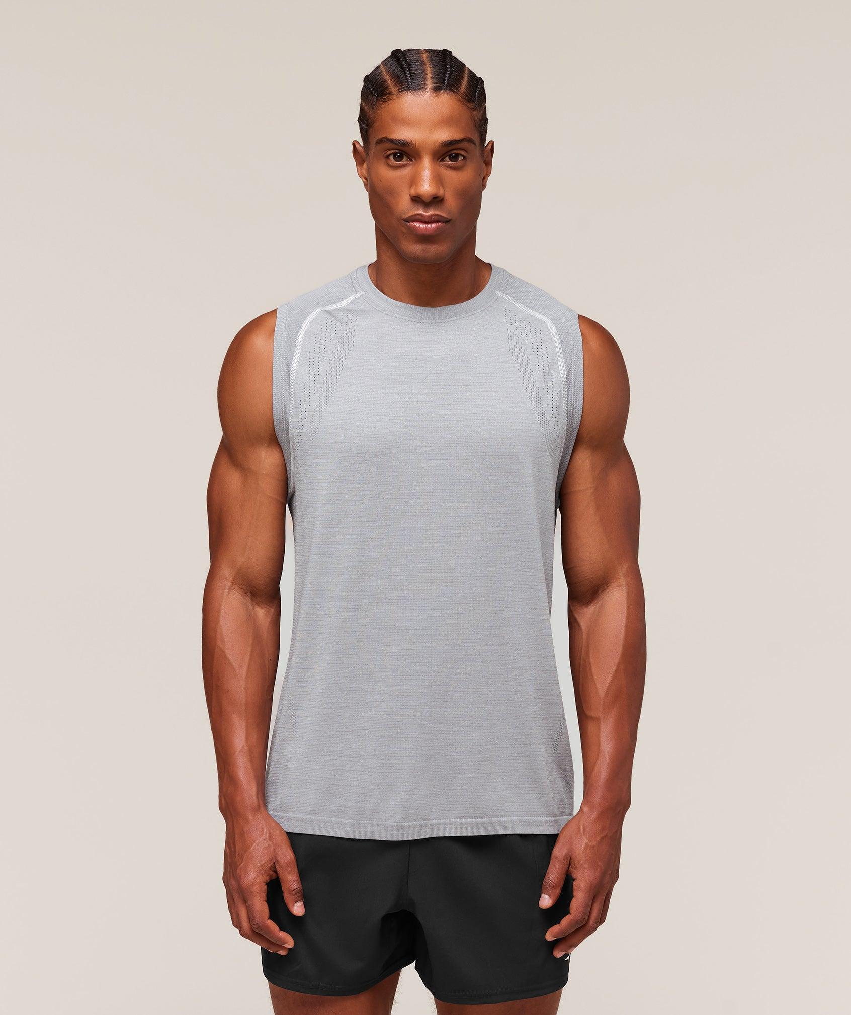 Gymshark Versatile Seamless Tank - Light Grey/Smokey Grey Male Product Image