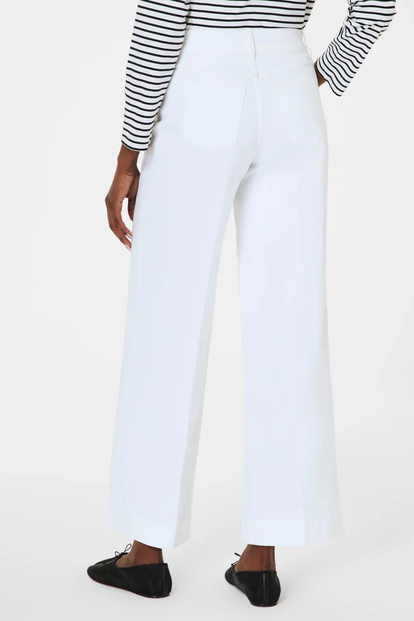Cropped Wide Leg Jeans- White Product Image