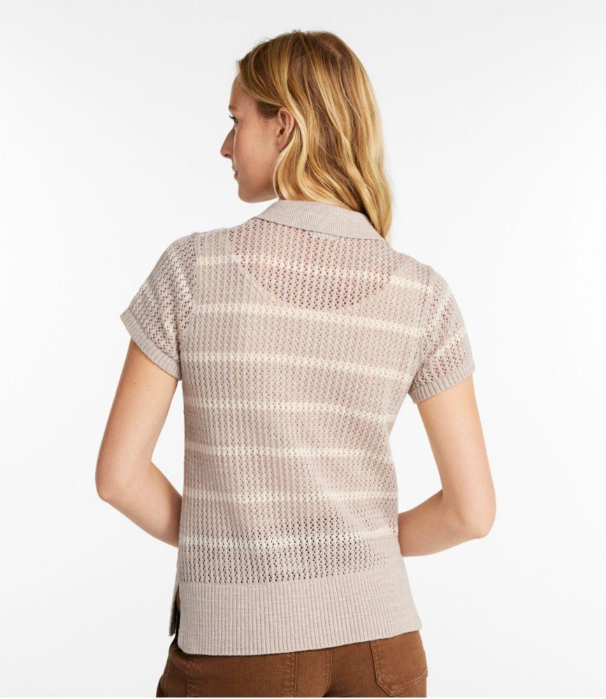 Women's Organic Cotton Slub Pointelle Sweater, Polo Product Image