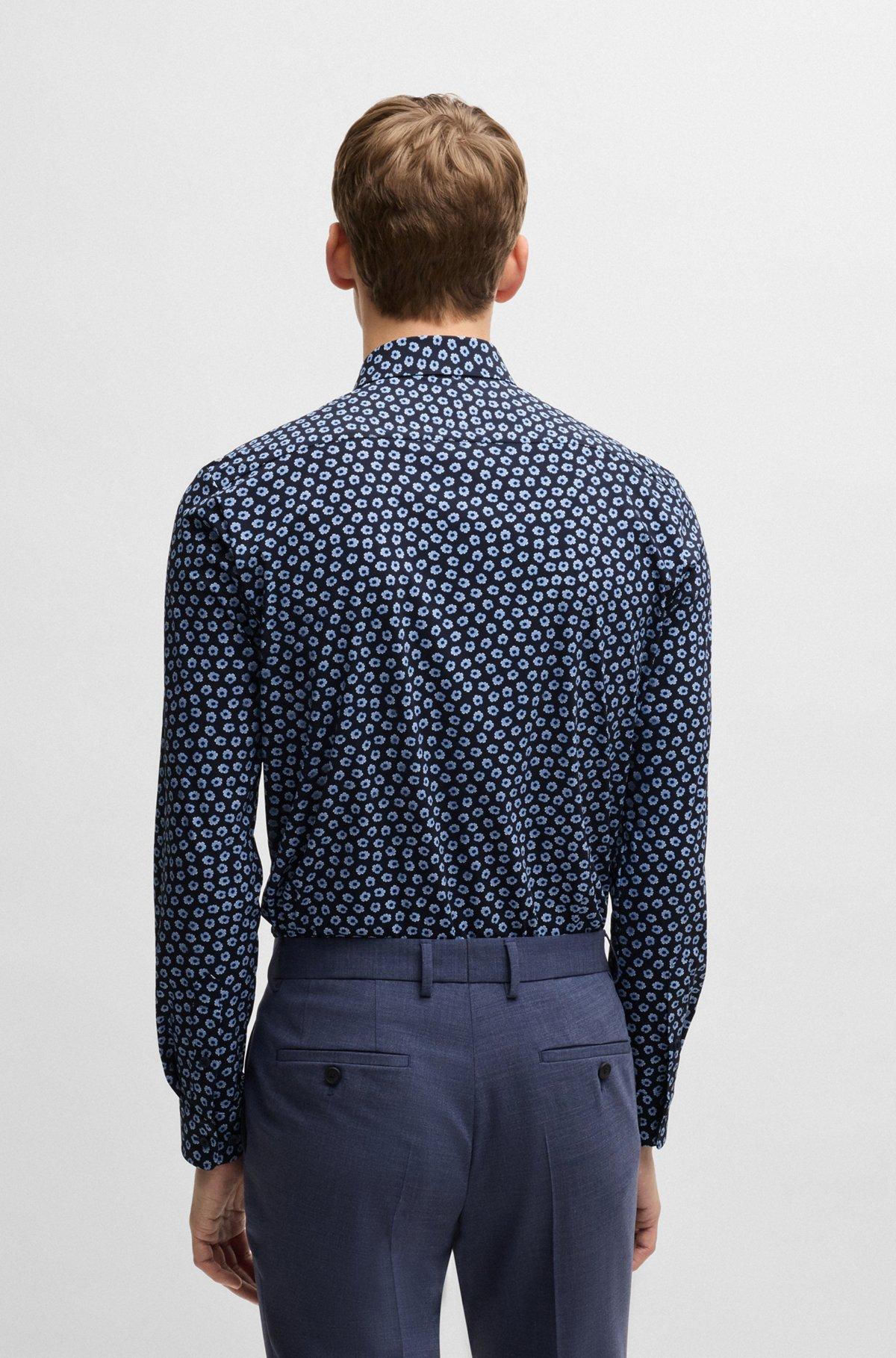 Slim-fit shirt in floral-print performance-stretch jersey Product Image