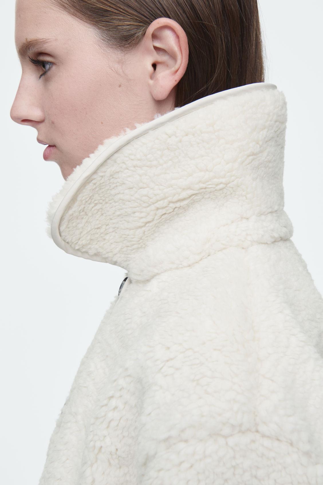 COLLARED FAUX SHEARLING JACKET Product Image