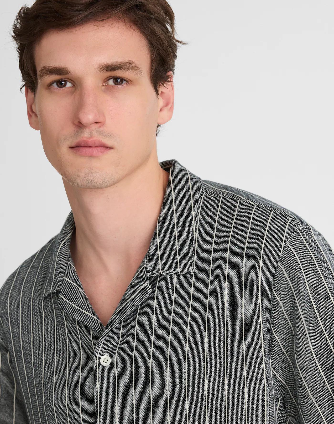 Textured Stripe Camp-Collar Shirt Product Image