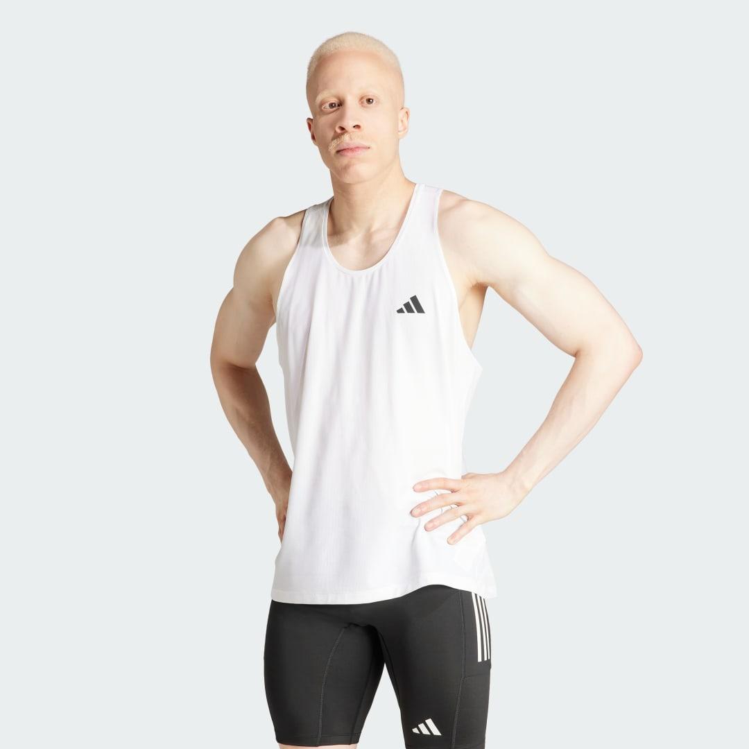 adidas Own The Run Tank Top White L Mens Product Image