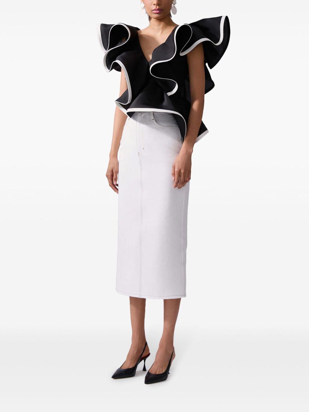 ruffled V-neck top Product Image