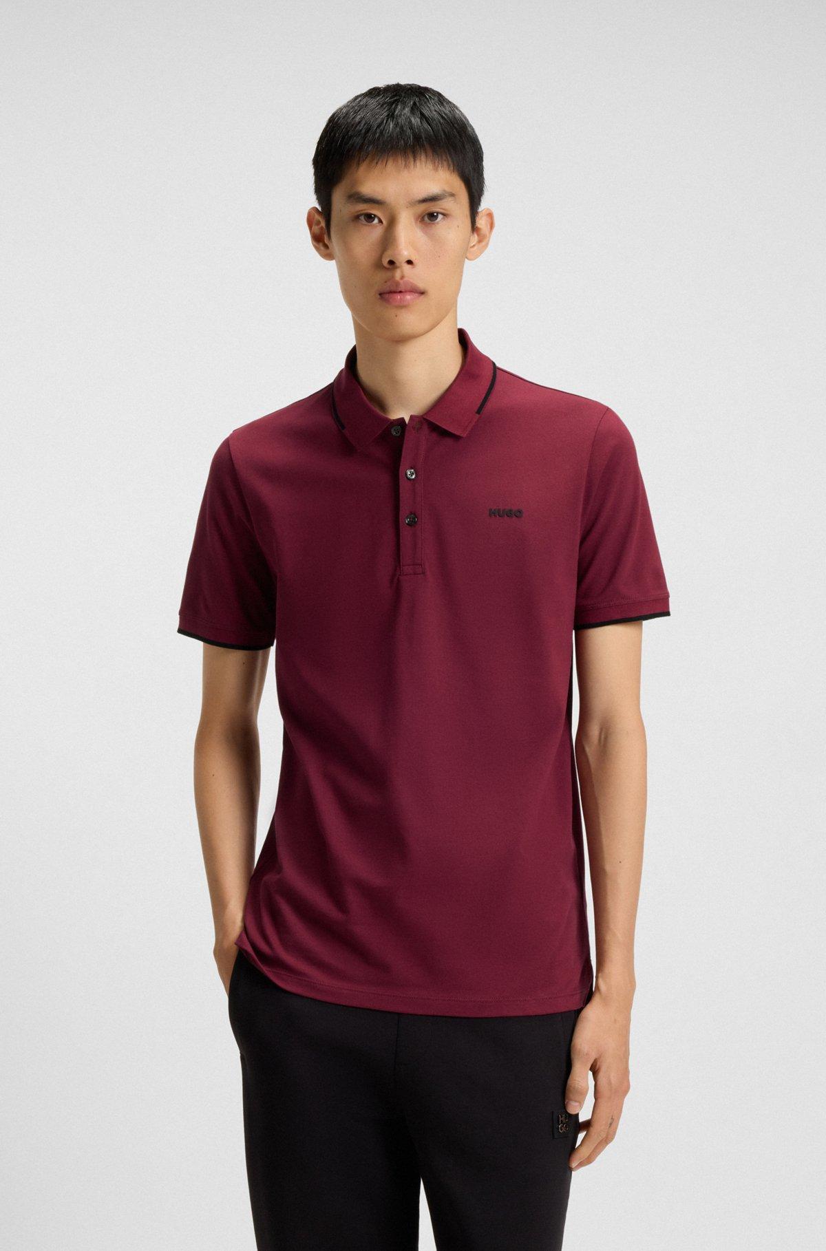 Stretch-cotton slim-fit polo shirt with printed logo Product Image