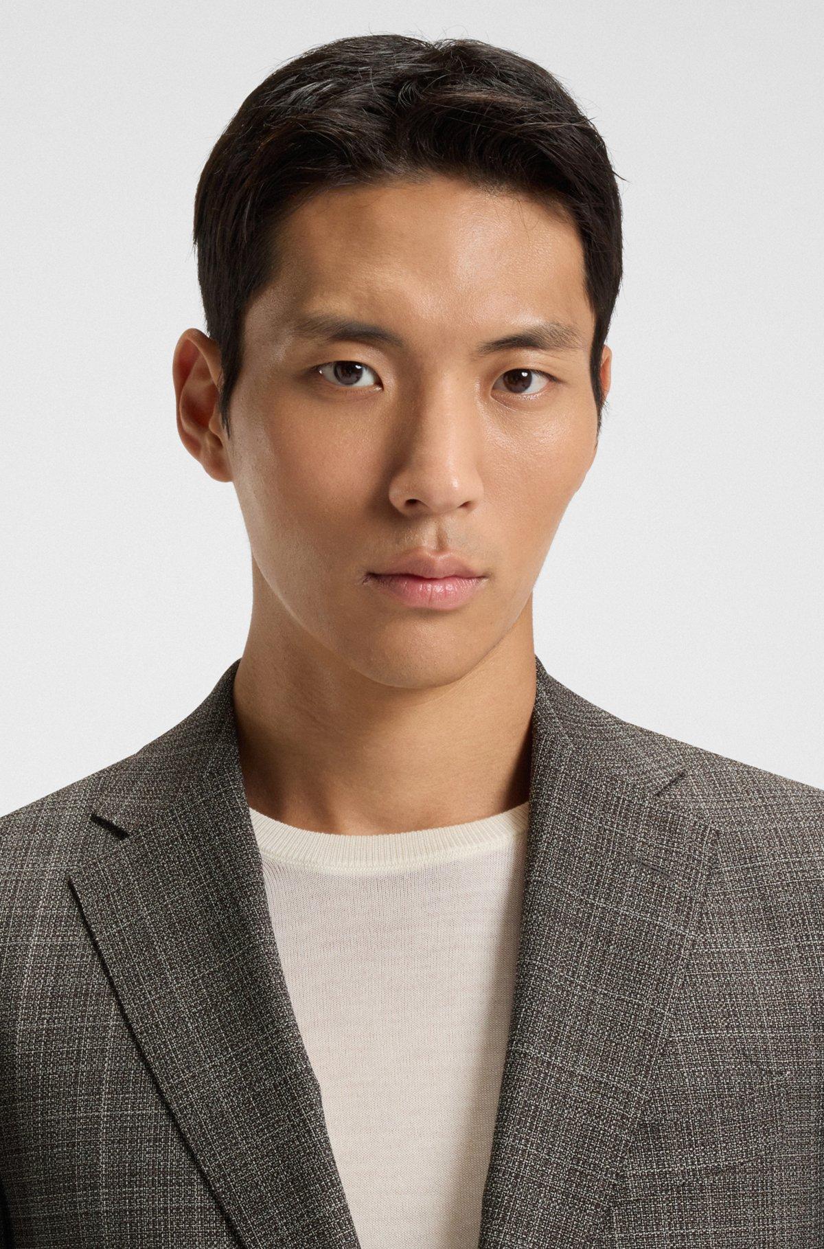 Slim-fit blazer in checked virgin wool Product Image